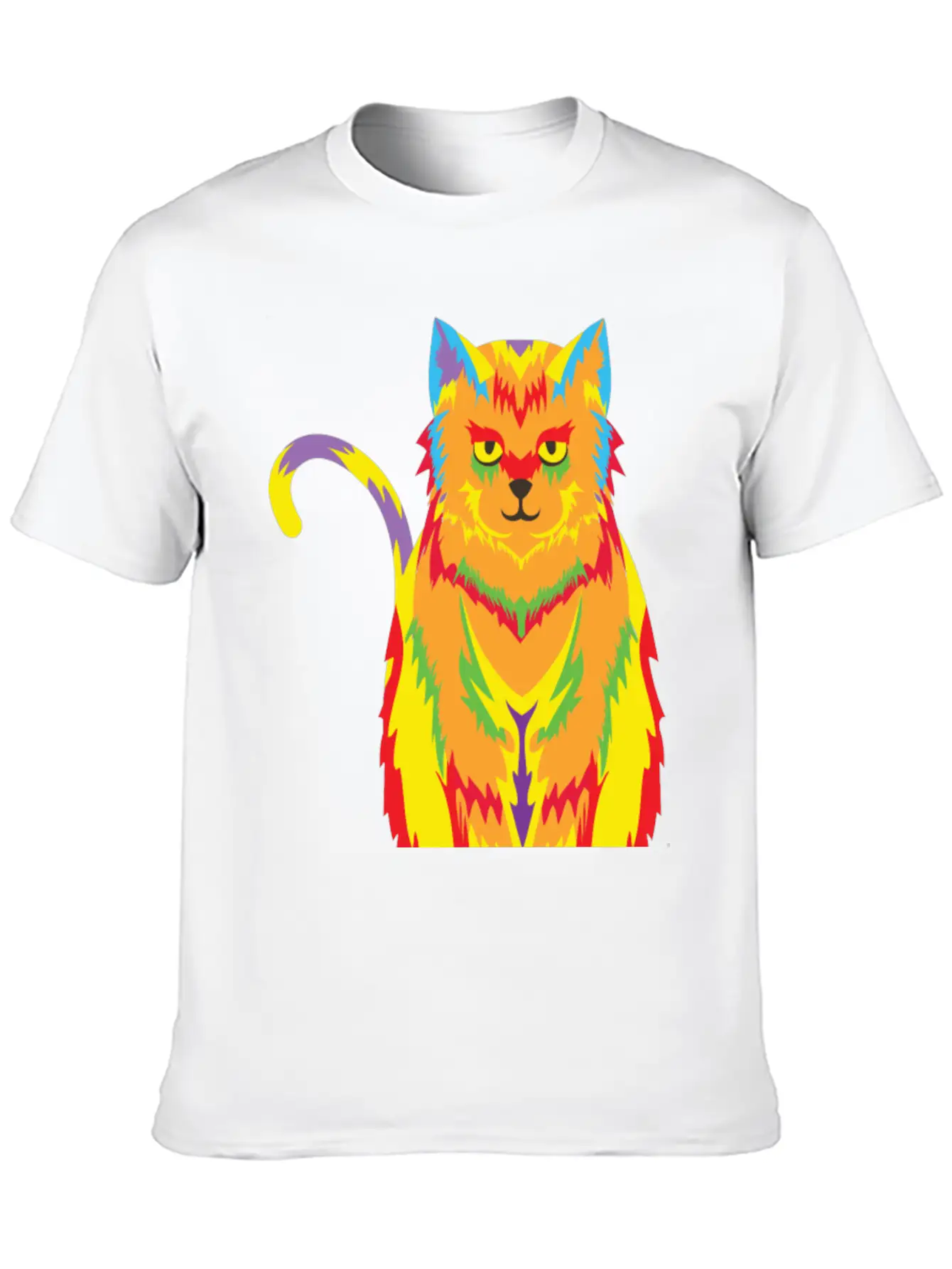 Pop Art Cat Unisex Short Sleeve Soft Cotton T-Shirt – Casual Everyday Wear