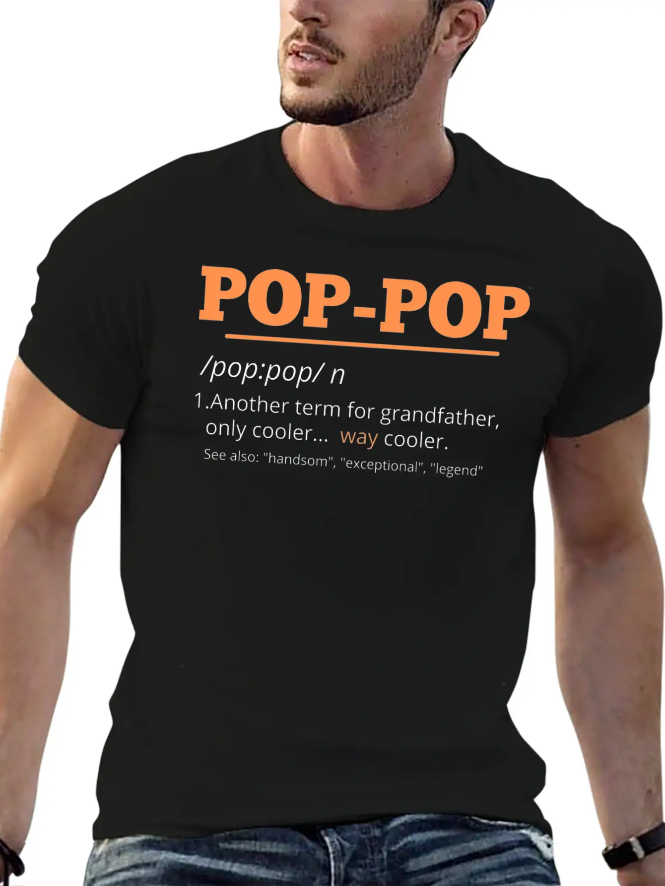 Pop Pop Definition Grandpa Fathers Day Pop-Pop Unisex Short Sleeve Soft Cotton T-Shirt – Casual Everyday Wear