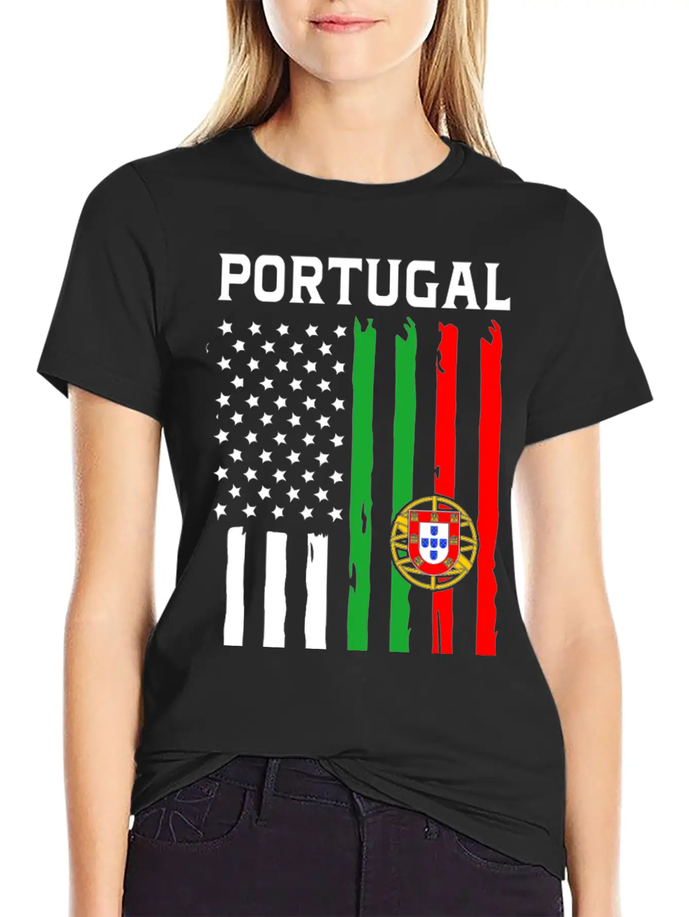 Portugal American Flag Portuguese American Stylish Everyday T-Shirt – Unisex Basic Cotton Tee
