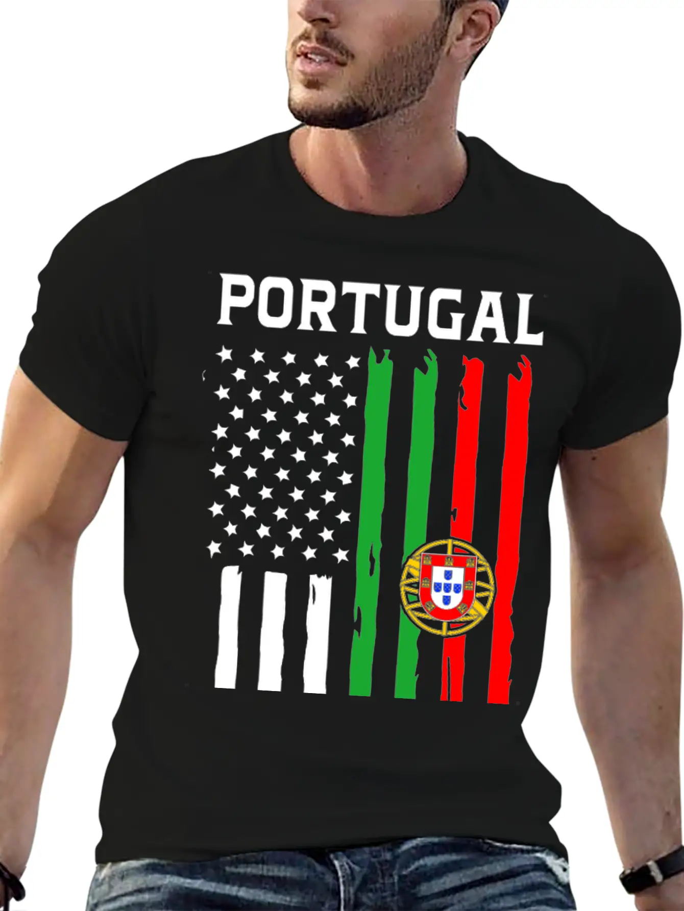 Portugal American Flag Portuguese American Stylish Everyday T-Shirt – Unisex Basic Cotton Tee