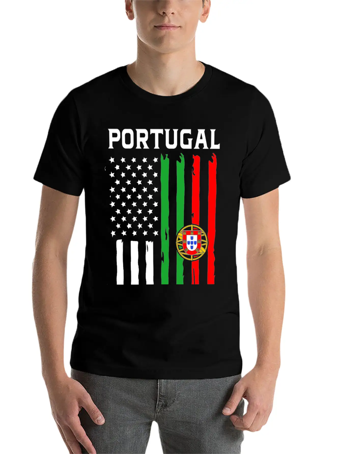 Portugal American Flag Portuguese American Stylish Everyday T-Shirt – Unisex Basic Cotton Tee