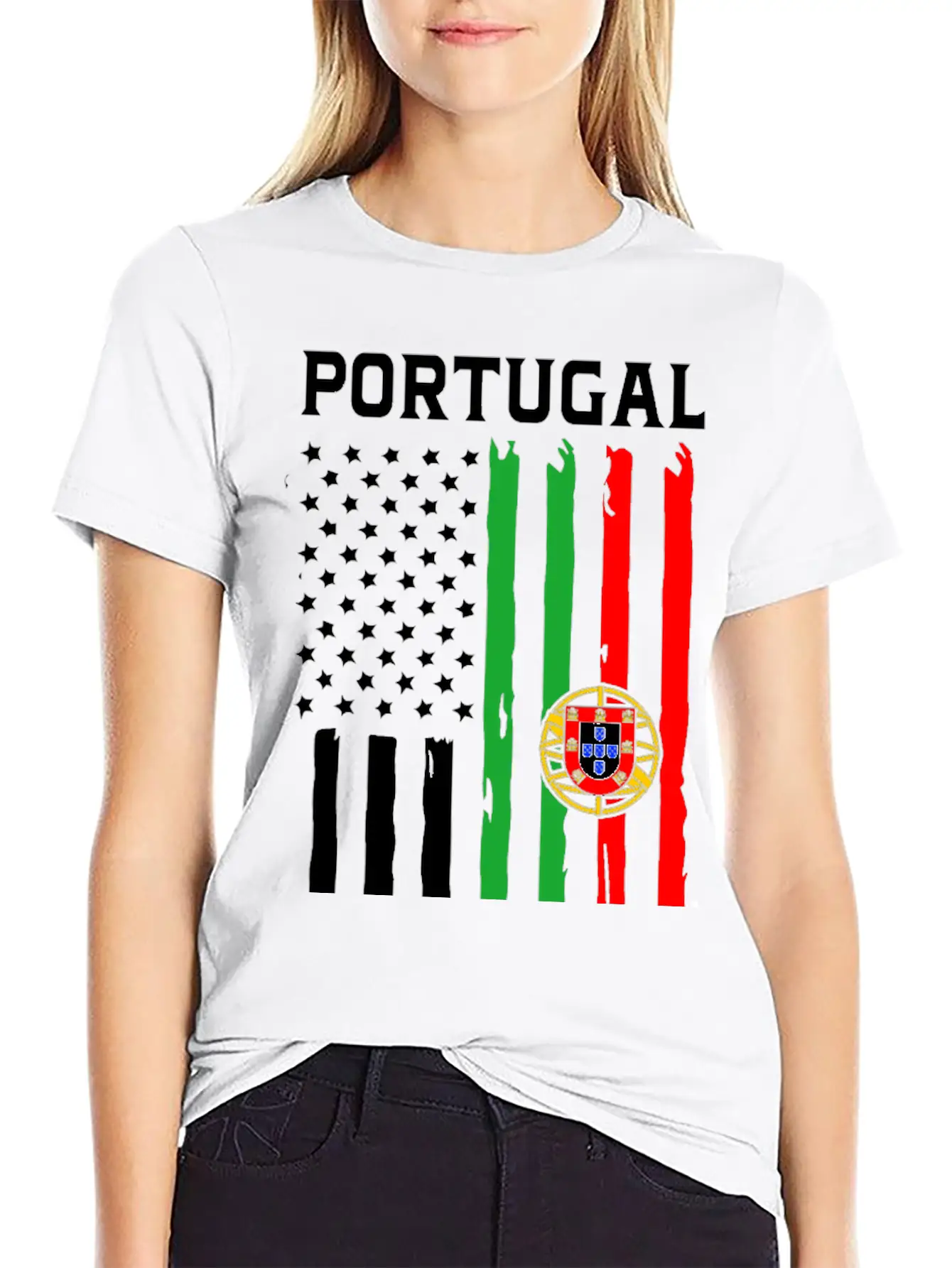 Portugal American Flag Portuguese American Stylish Everyday T-Shirt – Unisex Basic Cotton Tee