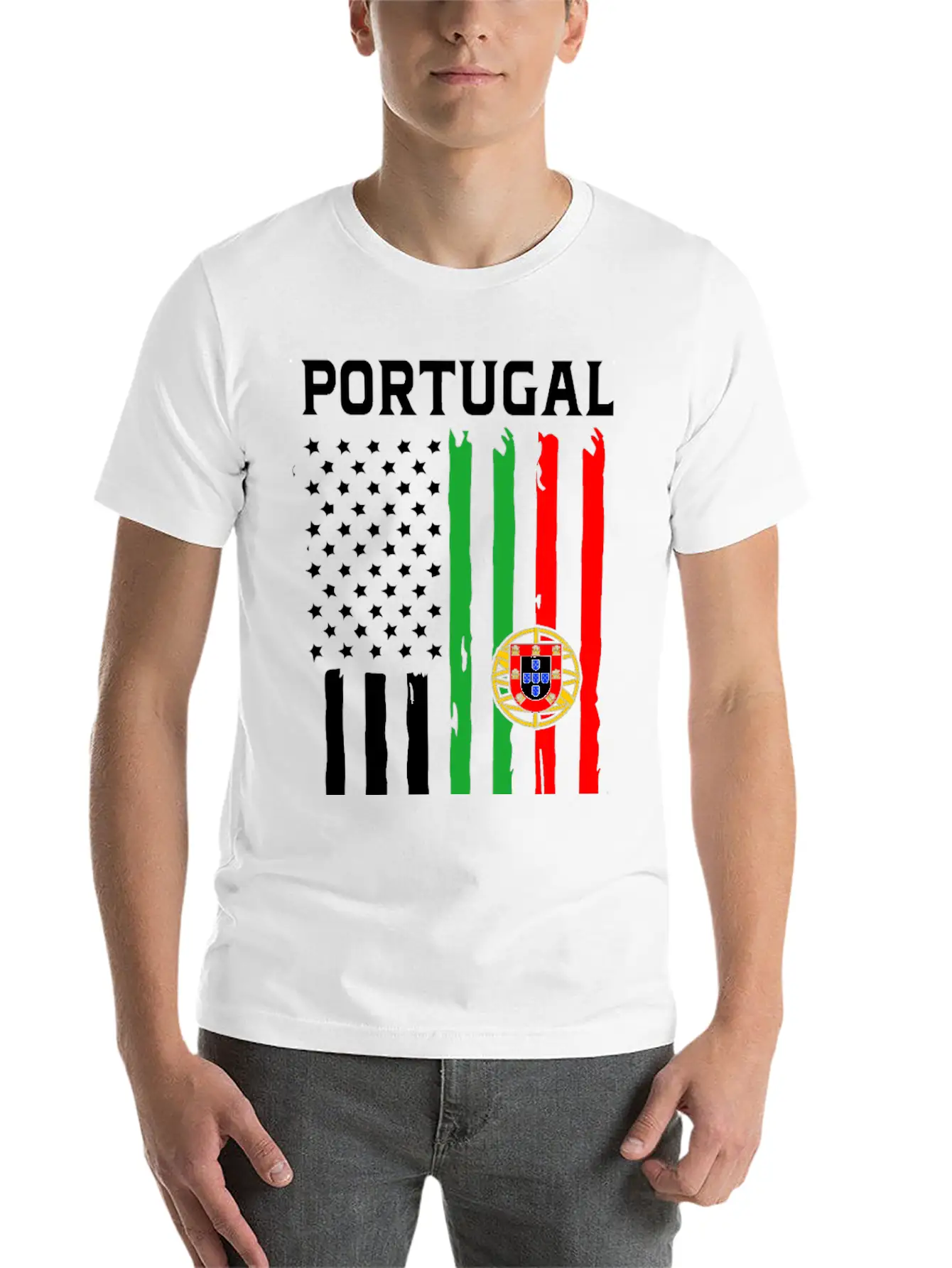 Portugal American Flag Portuguese American Stylish Everyday T-Shirt – Unisex Basic Cotton Tee