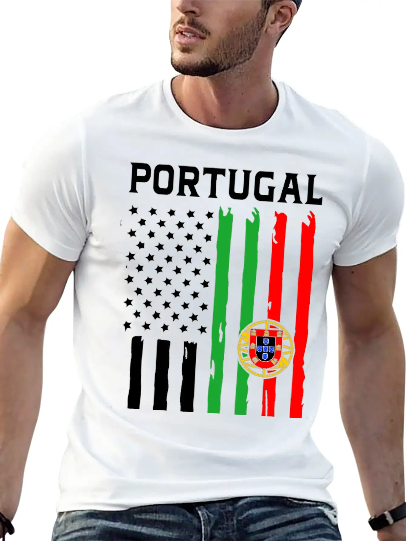 Portugal American Flag Portuguese American Stylish Everyday T-Shirt – Unisex Basic Cotton Tee
