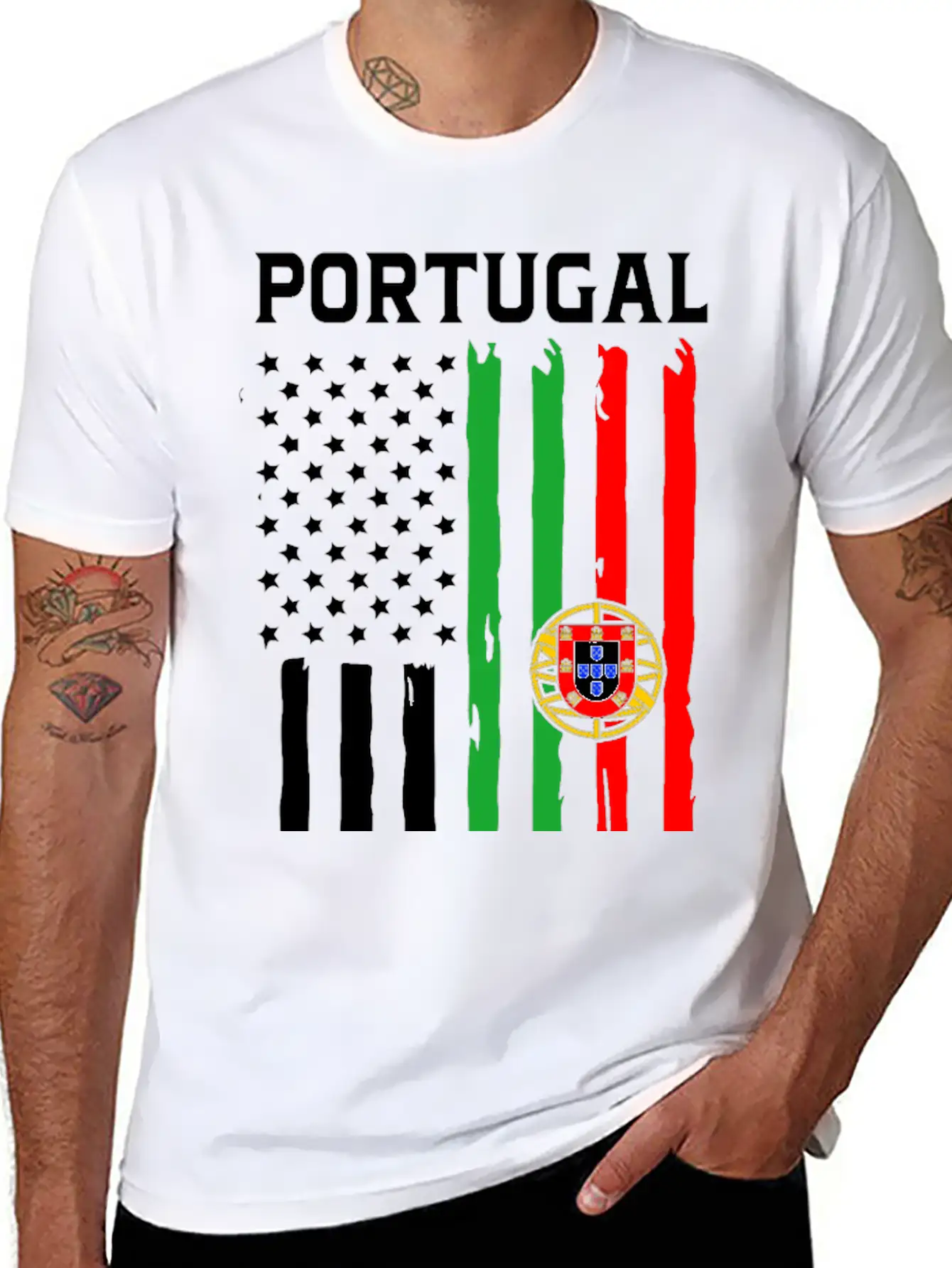 Portugal American Flag Portuguese American Stylish Everyday T-Shirt – Unisex Basic Cotton Tee