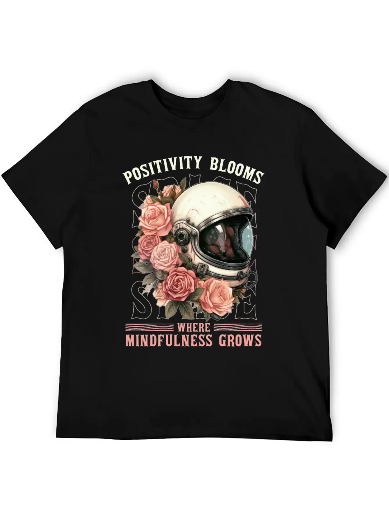 Positive Mindfulness Quote Floral Space Helmet Ast Basic Graphic T-Shirt – Daily Comfort In Soft Cotton