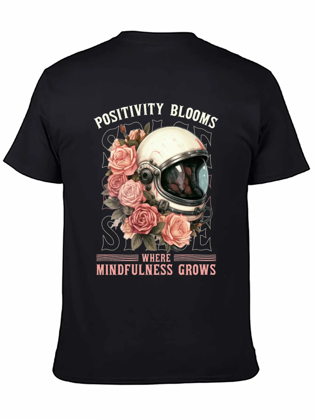 Positive Mindfulness Quote Floral Space Helmet Ast Basic Graphic T-Shirt – Daily Comfort In Soft Cotton