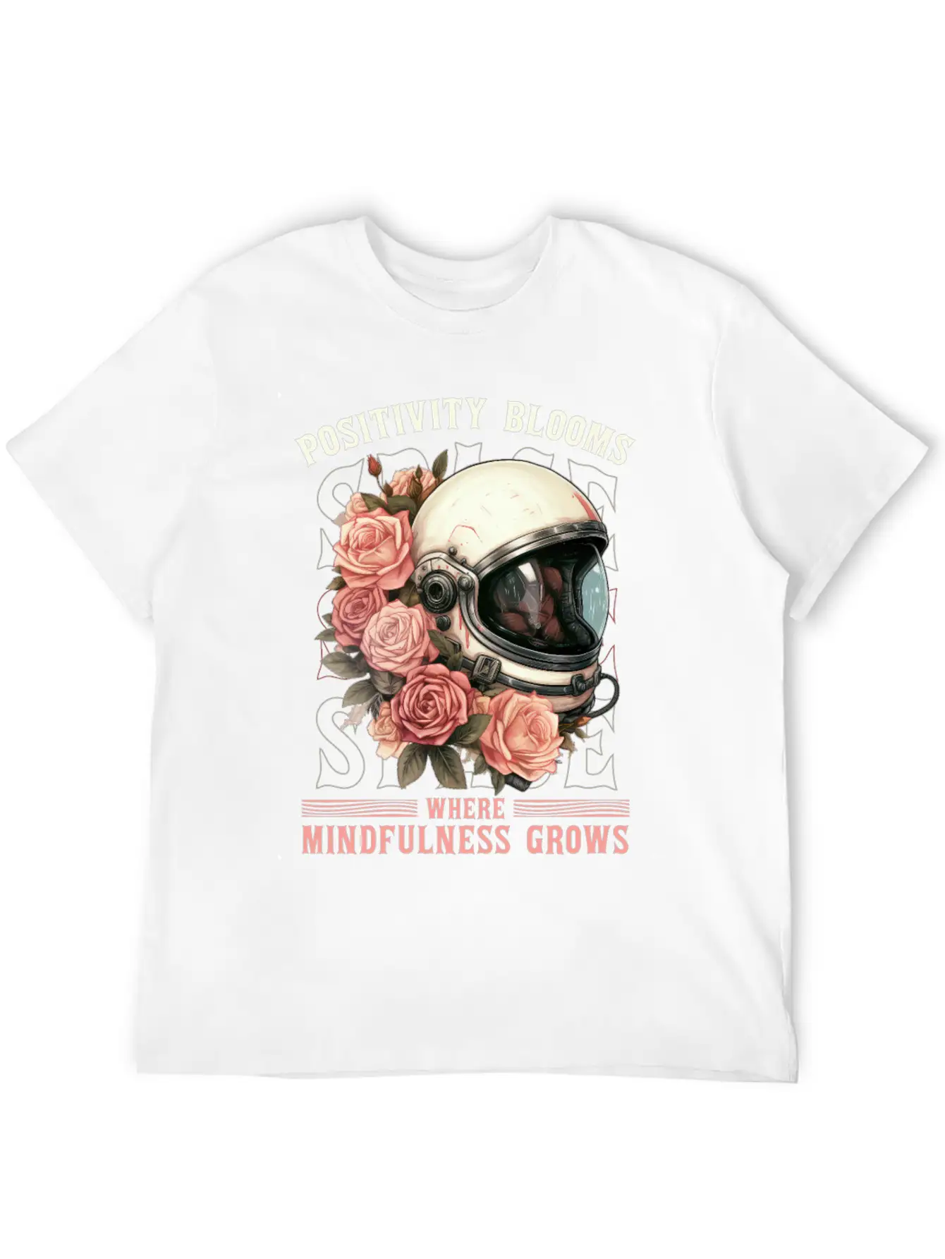 Positive Mindfulness Quote Floral Space Helmet Ast Basic Graphic T-Shirt – Daily Comfort In Soft Cotton