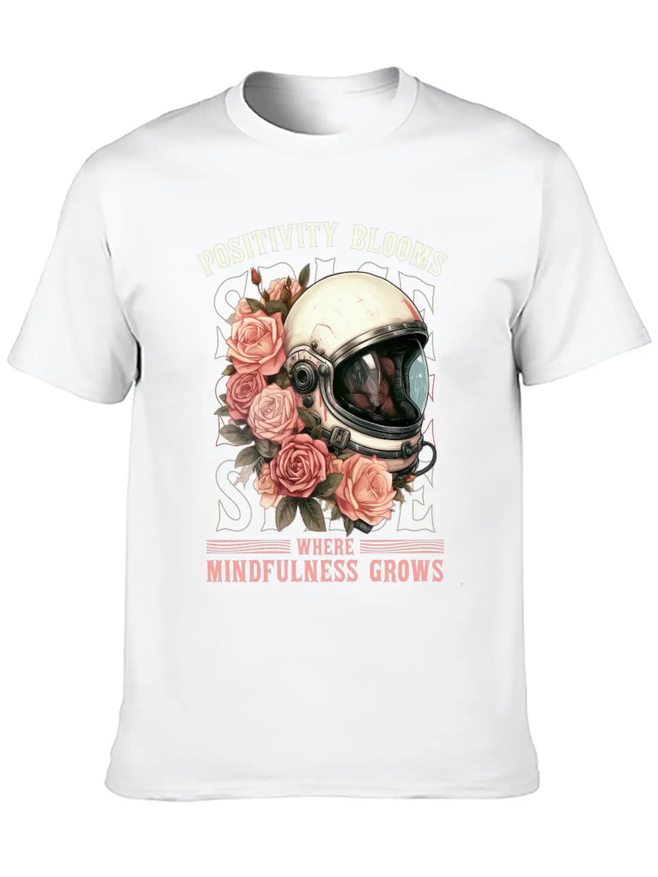 Positive Mindfulness Quote Floral Space Helmet Ast Basic Graphic T-Shirt – Daily Comfort In Soft Cotton
