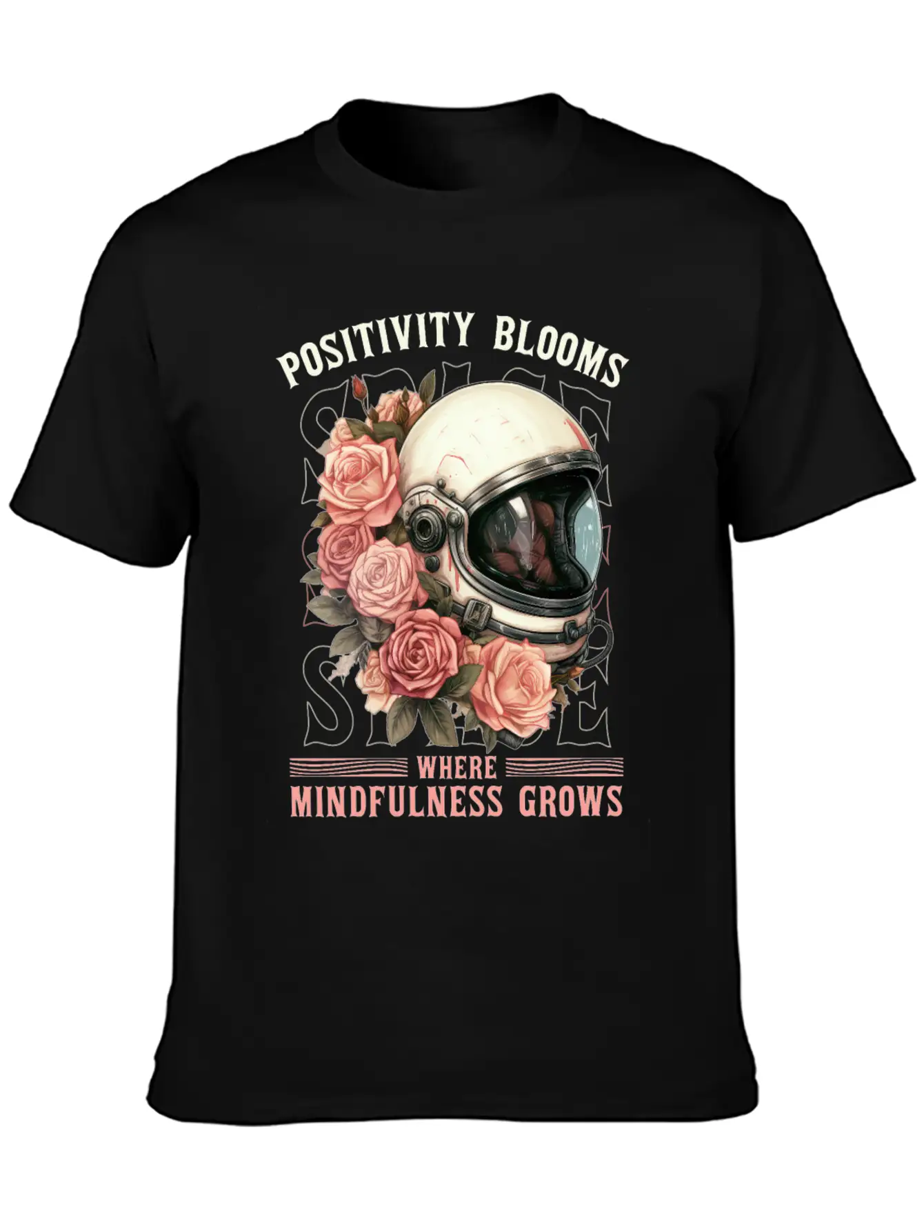 Positive Mindfulness Quote Floral Space Helmet Ast Basic Graphic T-Shirt – Daily Comfort In Soft Cotton