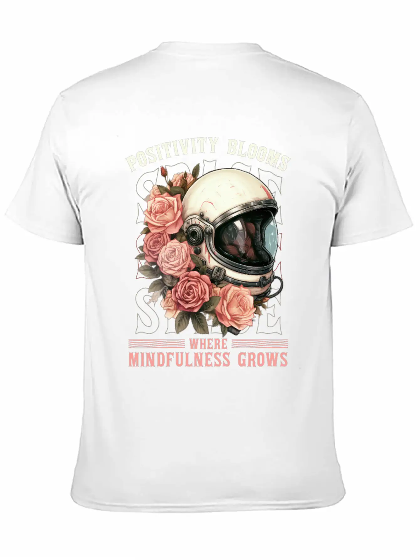 Positive Mindfulness Quote Floral Space Helmet Ast Basic Graphic T-Shirt – Daily Comfort In Soft Cotton