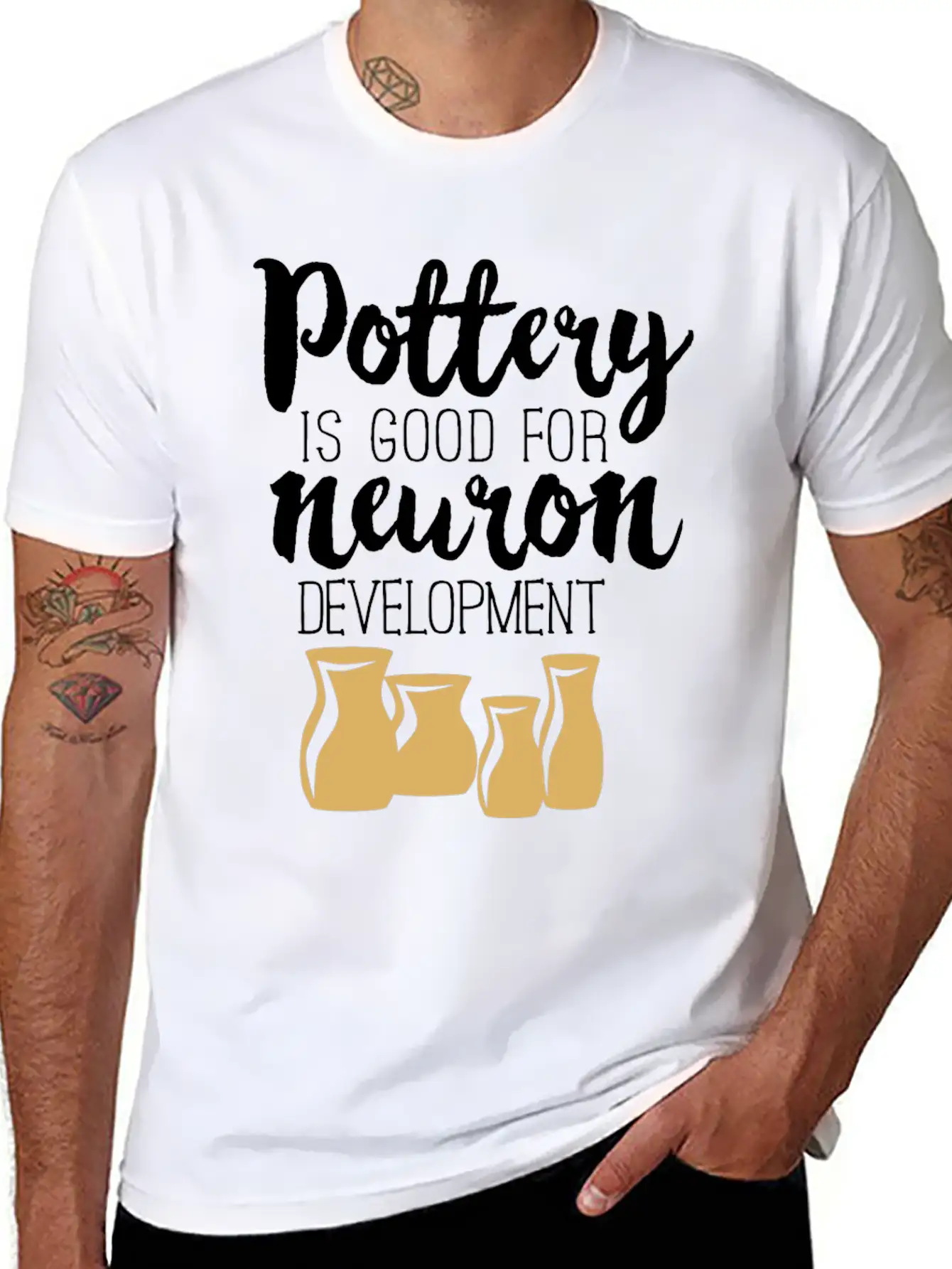 Pottery Gifts Anniversary Funny Ceramics Neuron Unisex Short Sleeve Soft Cotton T-Shirt – Casual Everyday Wear