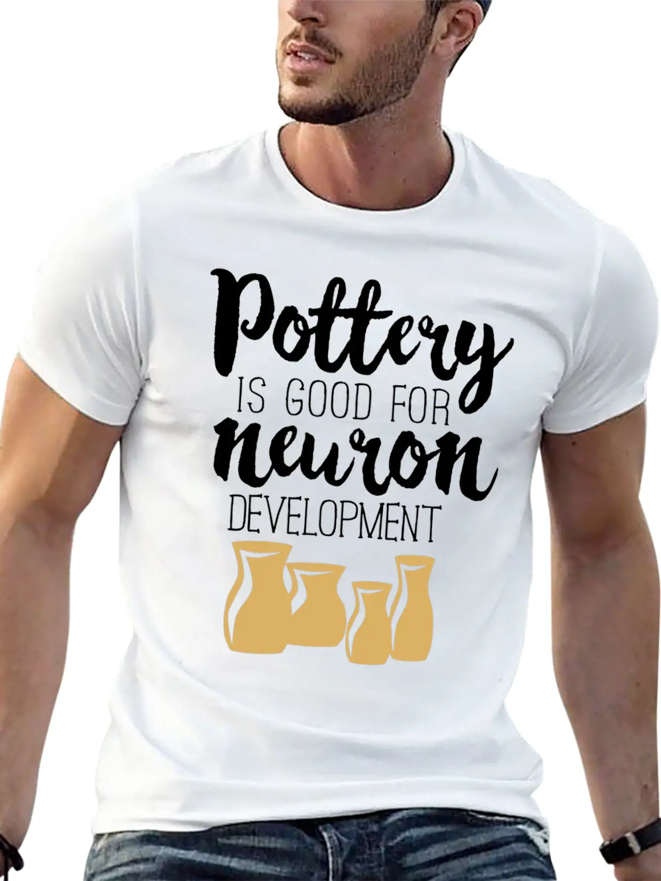 Pottery Gifts Anniversary Funny Ceramics Neuron Unisex Short Sleeve Soft Cotton T-Shirt – Casual Everyday Wear