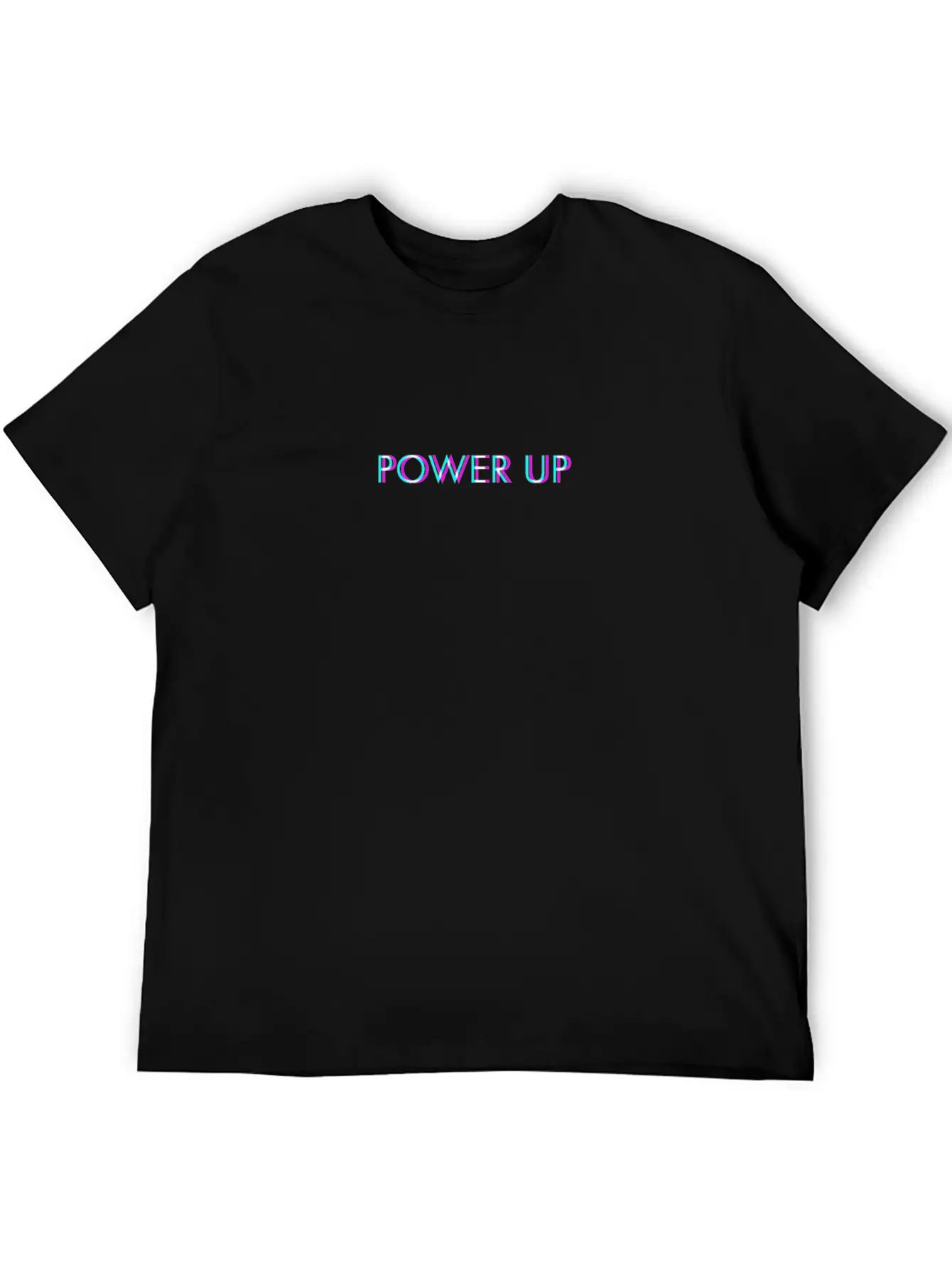 Power Up Anaglyph Glitch Art Vaporwave Gift Stylish Everyday T-Shirt – Unisex Basic Cotton Tee