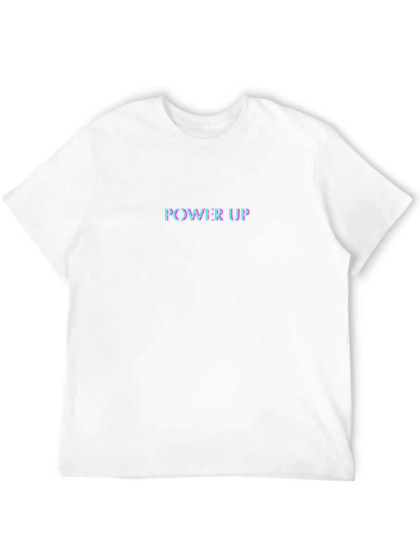 Power Up Anaglyph Glitch Art Vaporwave Gift Stylish Everyday T-Shirt – Unisex Basic Cotton Tee