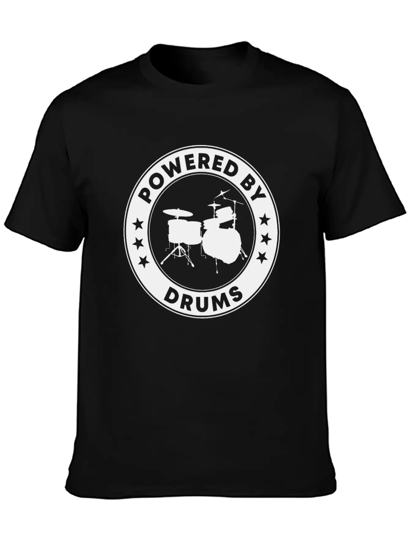 Powered By Drums Unisex Short Sleeve Soft Cotton T-Shirt – Casual Everyday Wear
