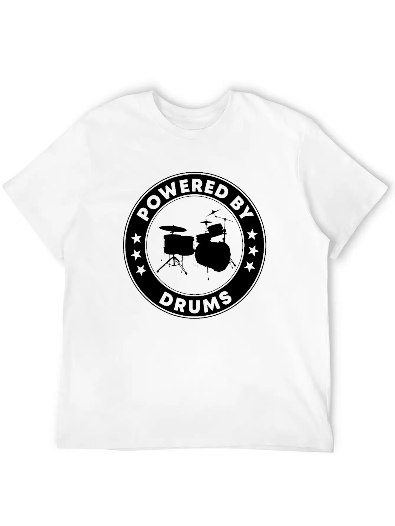Powered By Drums Unisex Short Sleeve Soft Cotton T-Shirt – Casual Everyday Wear