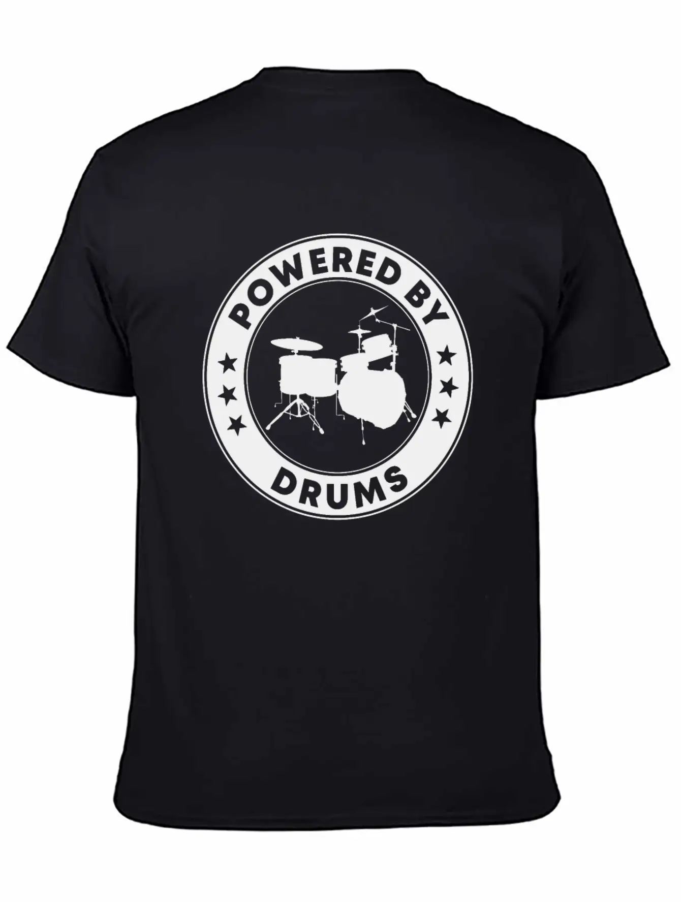 Powered By Drums Unisex Short Sleeve Soft Cotton T-Shirt – Casual Everyday Wear