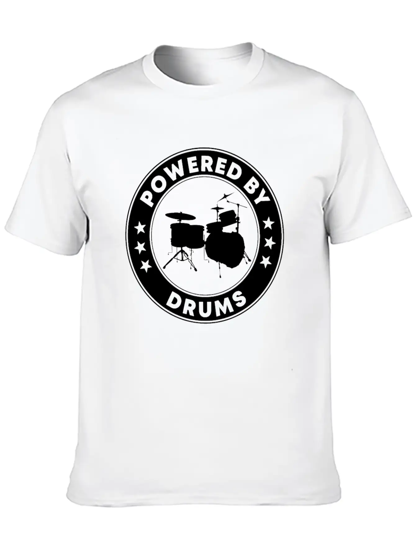 Powered By Drums Unisex Short Sleeve Soft Cotton T-Shirt – Casual Everyday Wear