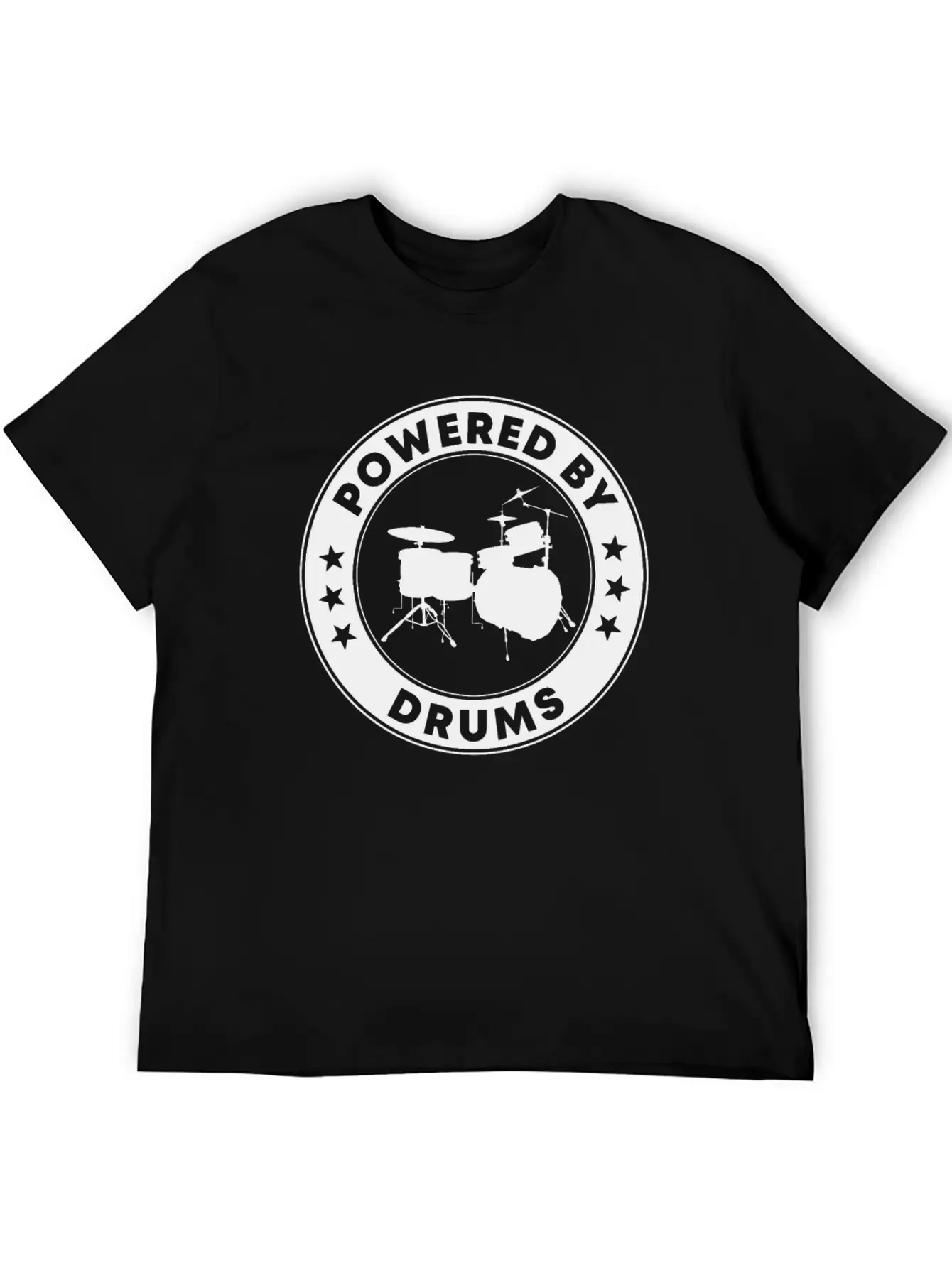 Powered By Drums Unisex Short Sleeve Soft Cotton T-Shirt – Casual Everyday Wear