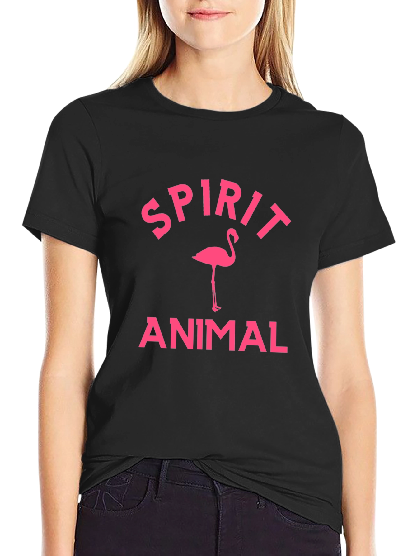 Spirit Animal Flamingo Black Graphic Tee
