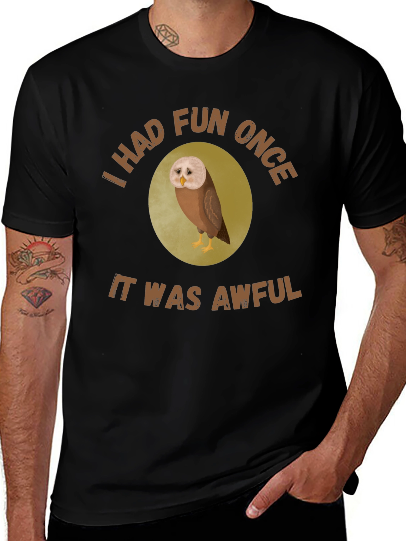 Funny Owl Graphic T-Shirt - I Had Fun Once