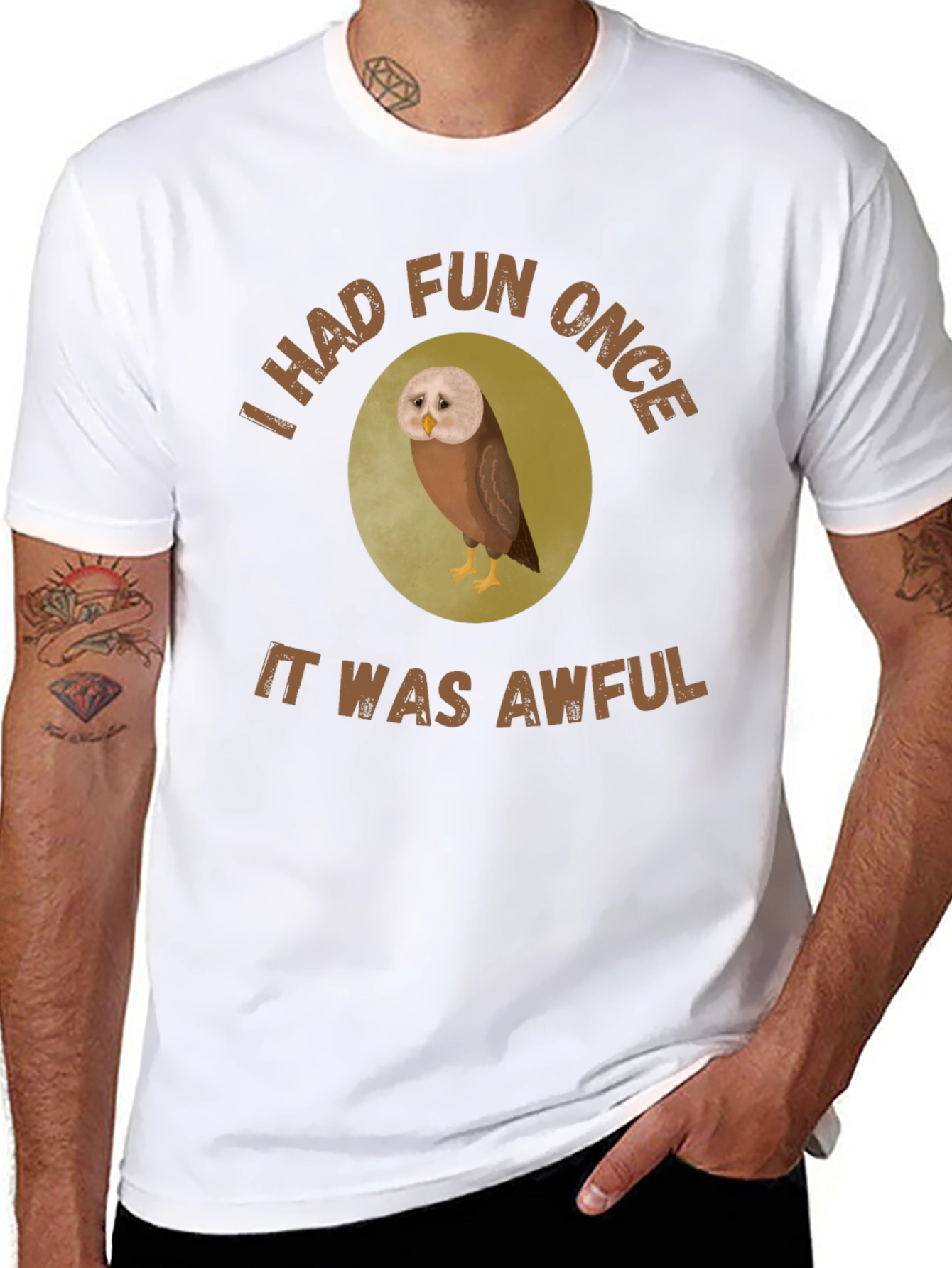 Funny Owl Graphic T-Shirt - I Had Fun Once