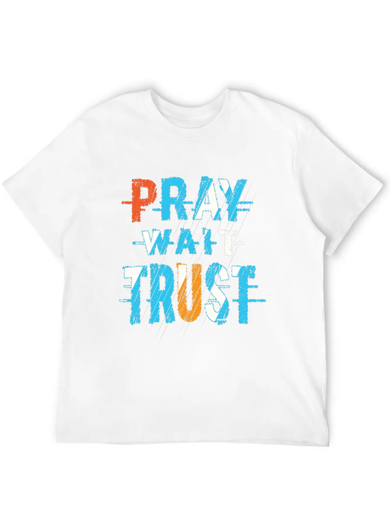 Pray Wait Trust Typography Stylish Everyday T-Shirt – Unisex Basic Cotton Tee