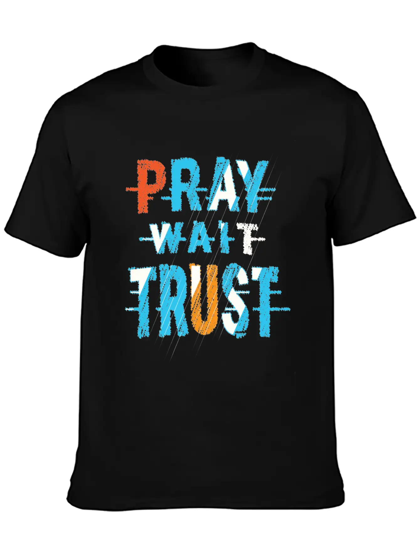 Pray Wait Trust Typography Stylish Everyday T-Shirt – Unisex Basic Cotton Tee
