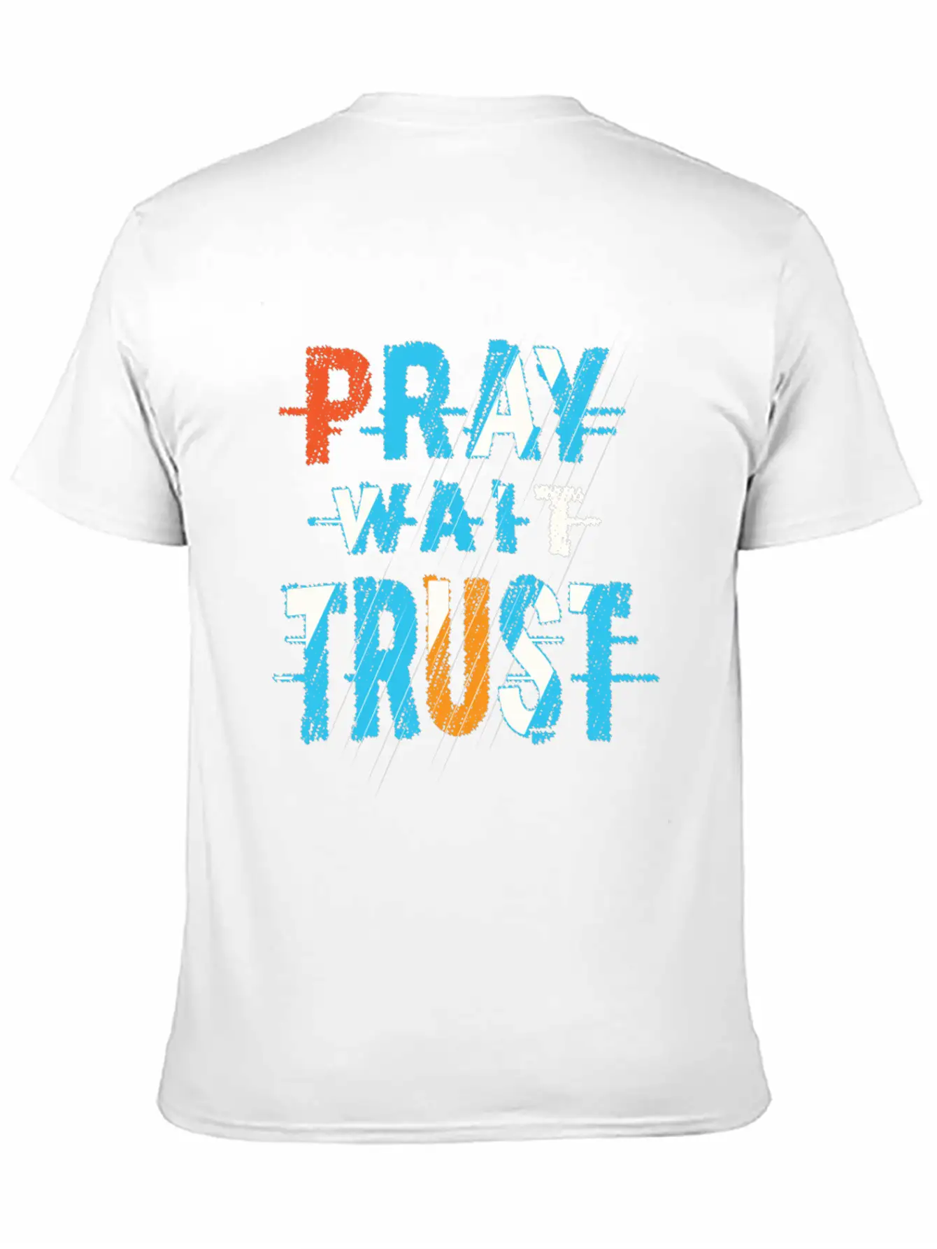 Pray Wait Trust Typography Stylish Everyday T-Shirt – Unisex Basic Cotton Tee