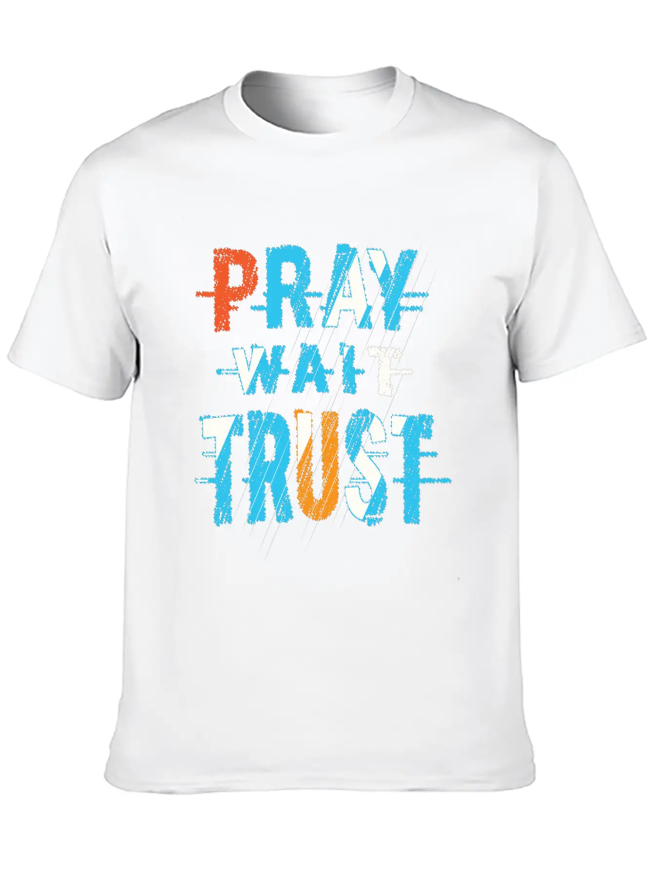 Pray Wait Trust Typography Stylish Everyday T-Shirt – Unisex Basic Cotton Tee