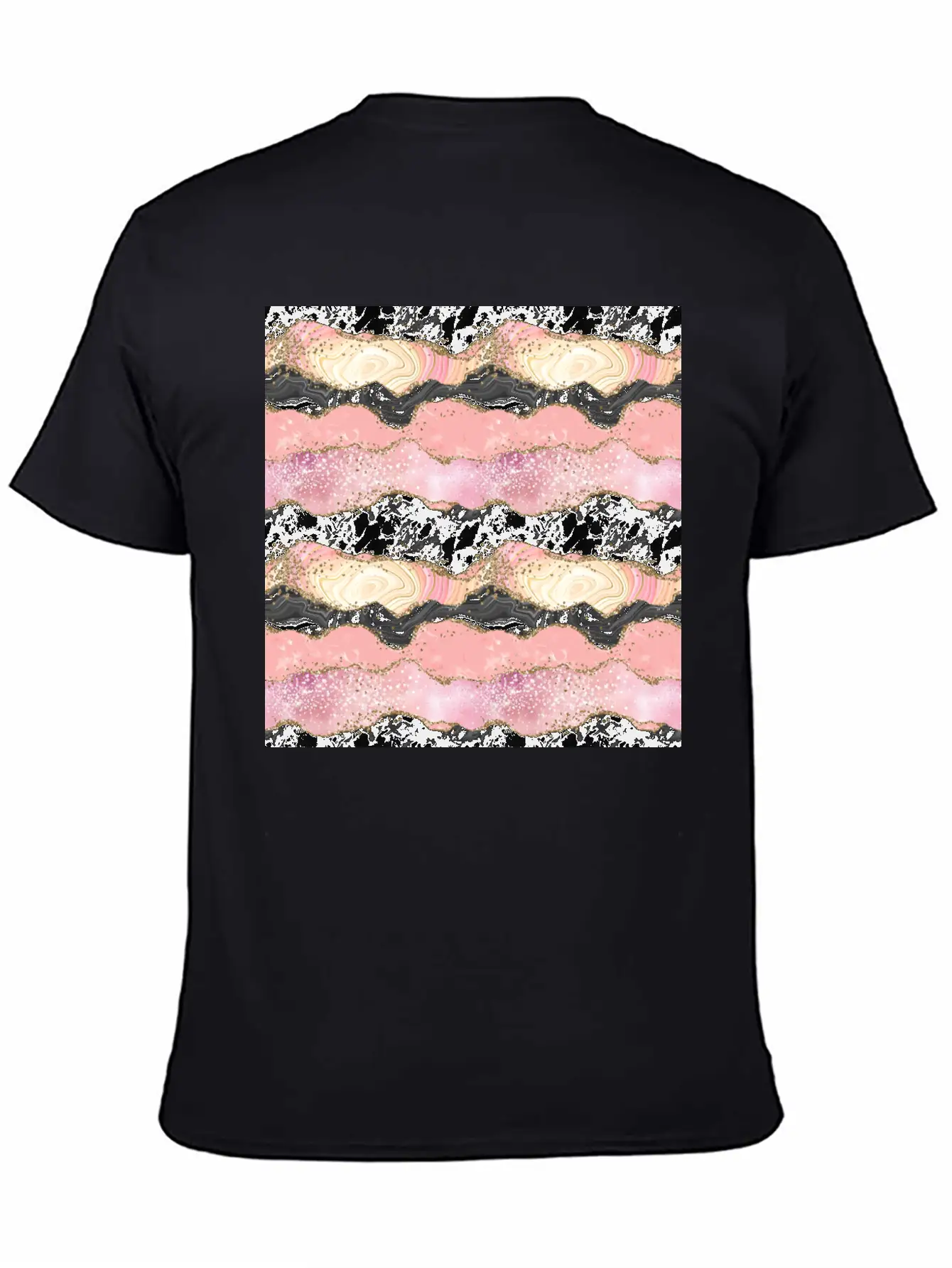 Pretty Pink Rose Gold Glitter Glam Agate Essential Unisex Summer Tee – Soft Cotton Casual Fit