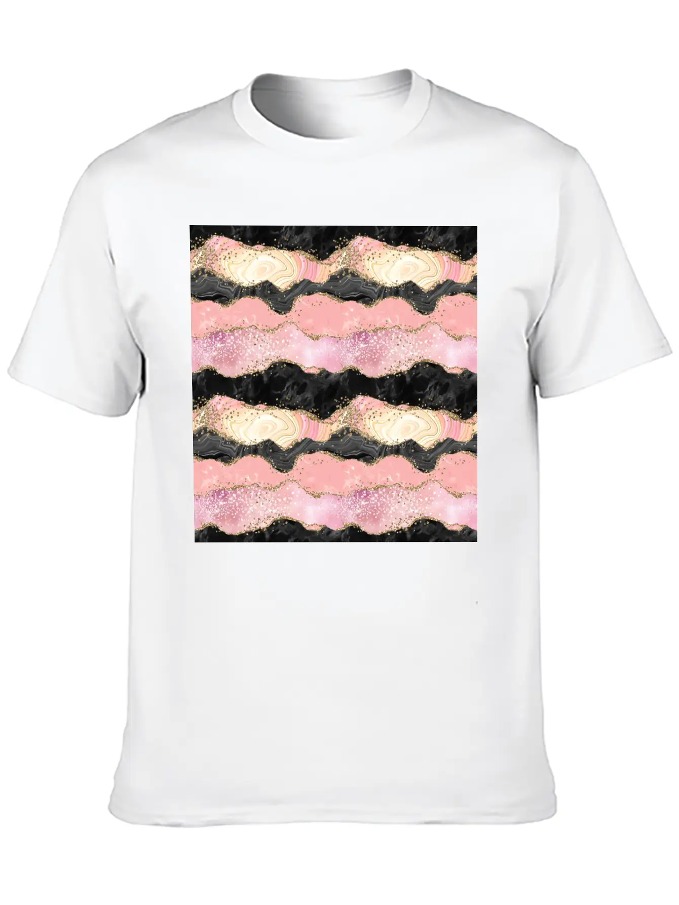 Pretty Pink Rose Gold Glitter Glam Agate Essential Unisex Summer Tee – Soft Cotton Casual Fit