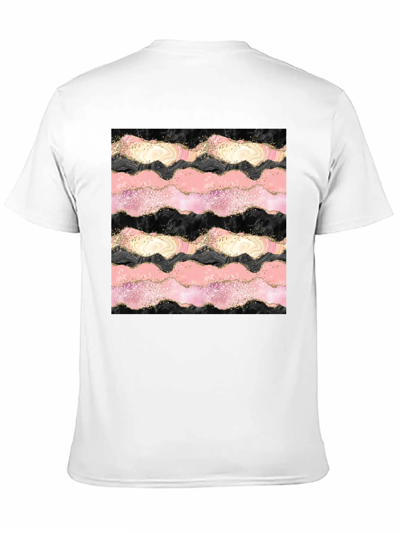 Pretty Pink Rose Gold Glitter Glam Agate Essential Unisex Summer Tee – Soft Cotton Casual Fit