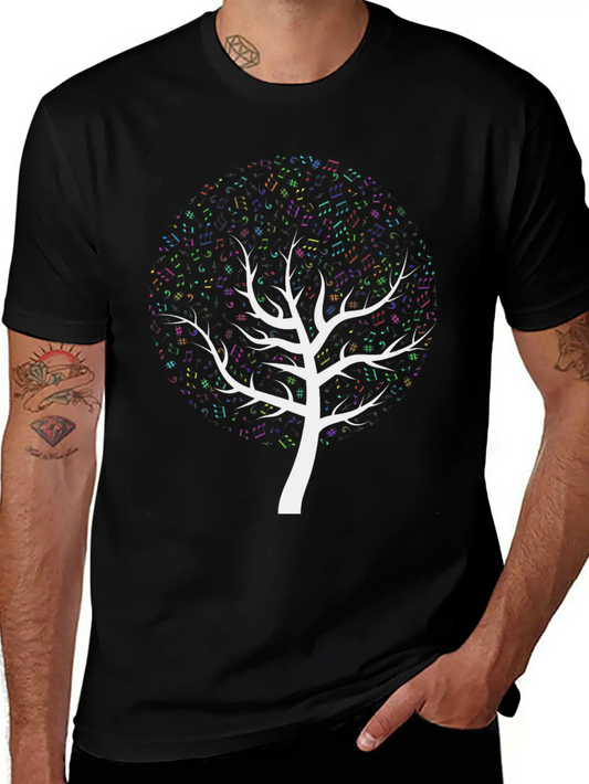 Prismatic Music Tree Timeless Short Sleeve Tee – Comfy And Minimalist Design