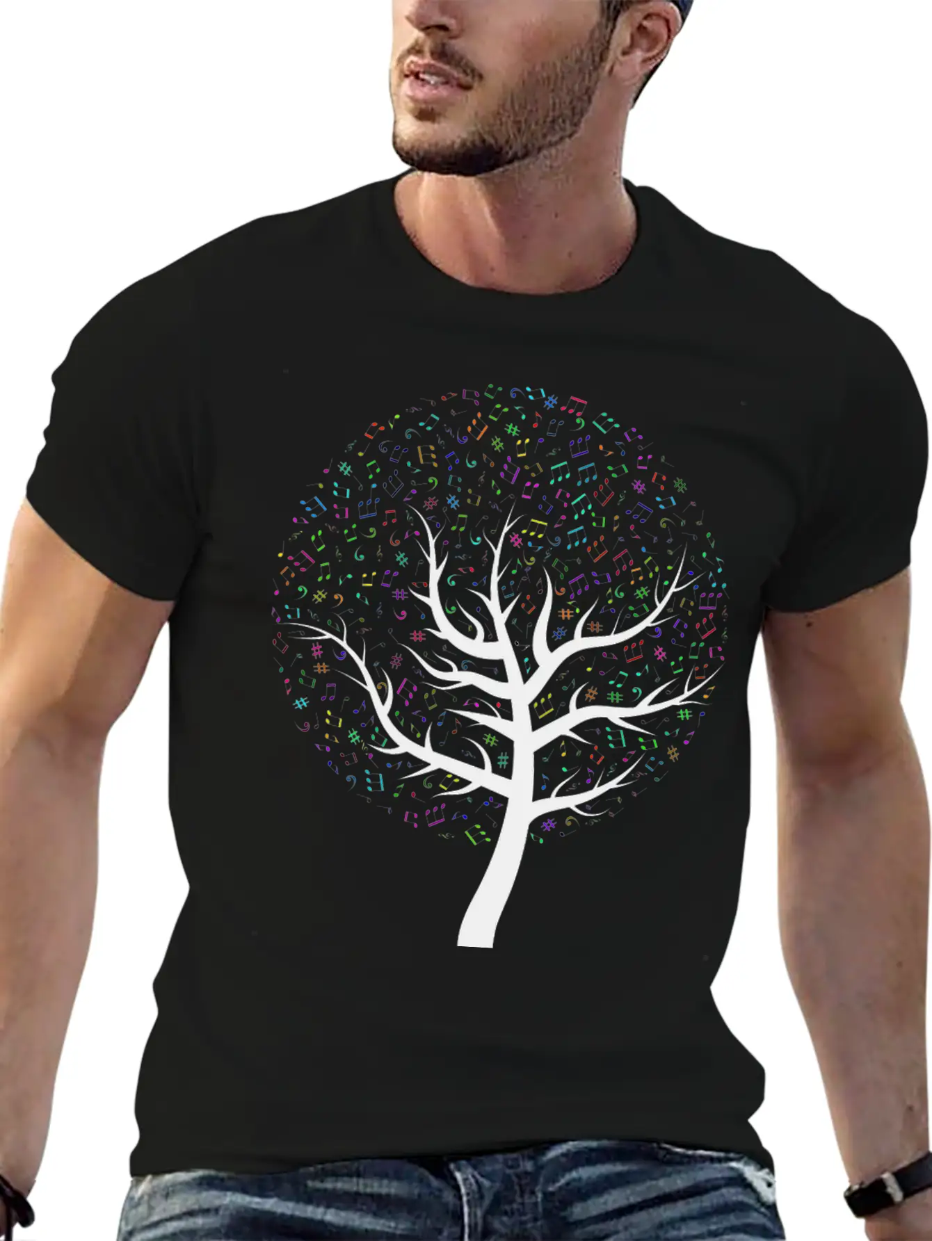 Prismatic Music Tree Timeless Short Sleeve Tee – Comfy And Minimalist Design