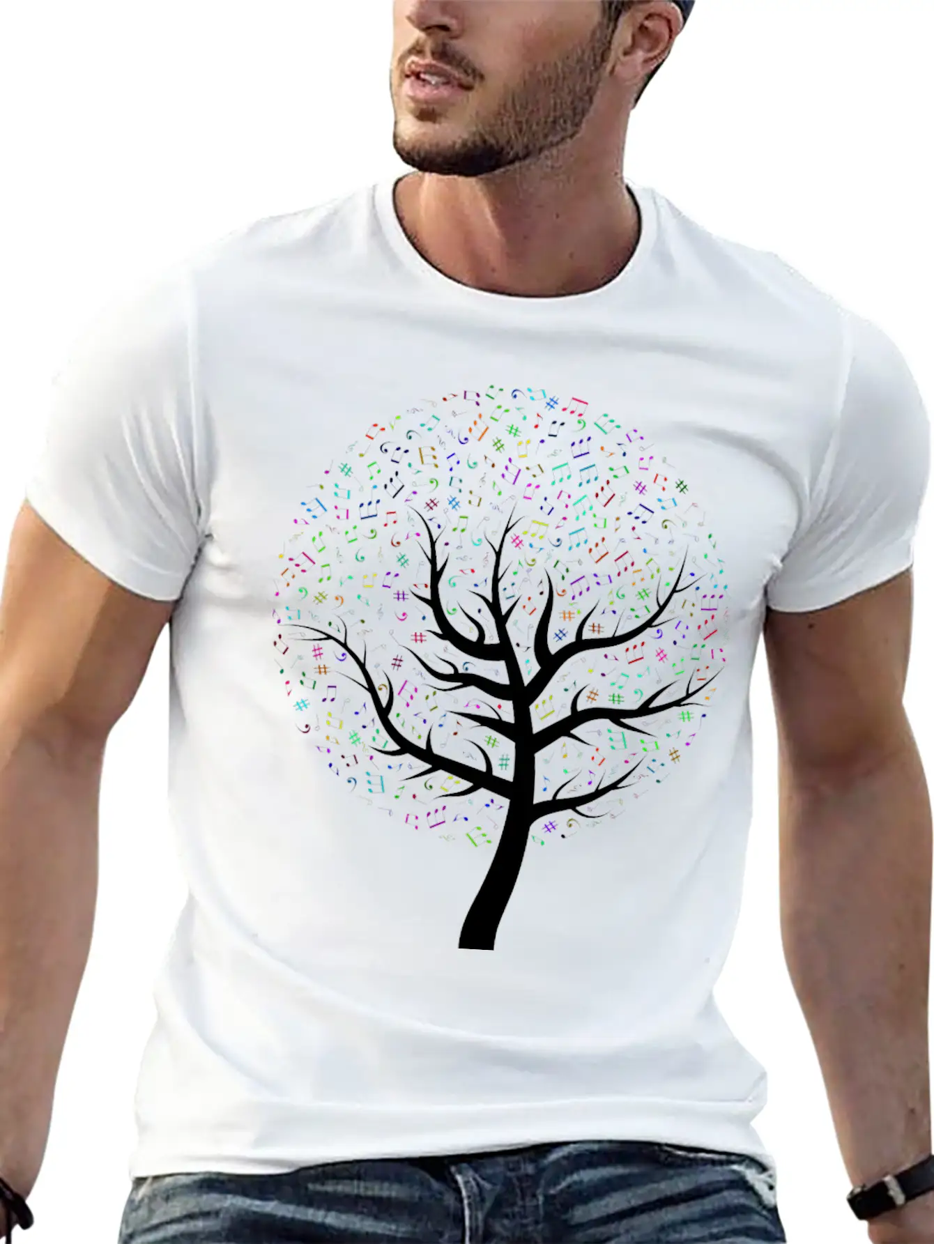 Prismatic Music Tree Timeless Short Sleeve Tee – Comfy And Minimalist Design