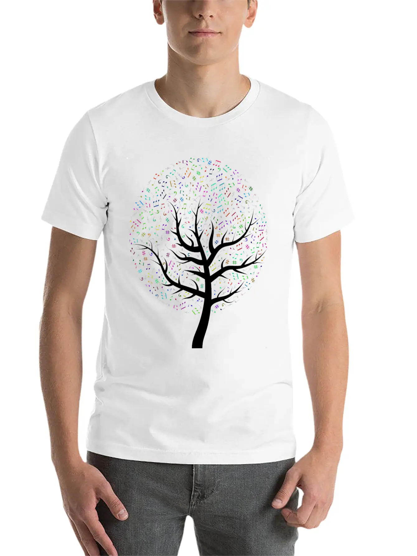 Prismatic Music Tree Timeless Short Sleeve Tee – Comfy And Minimalist Design