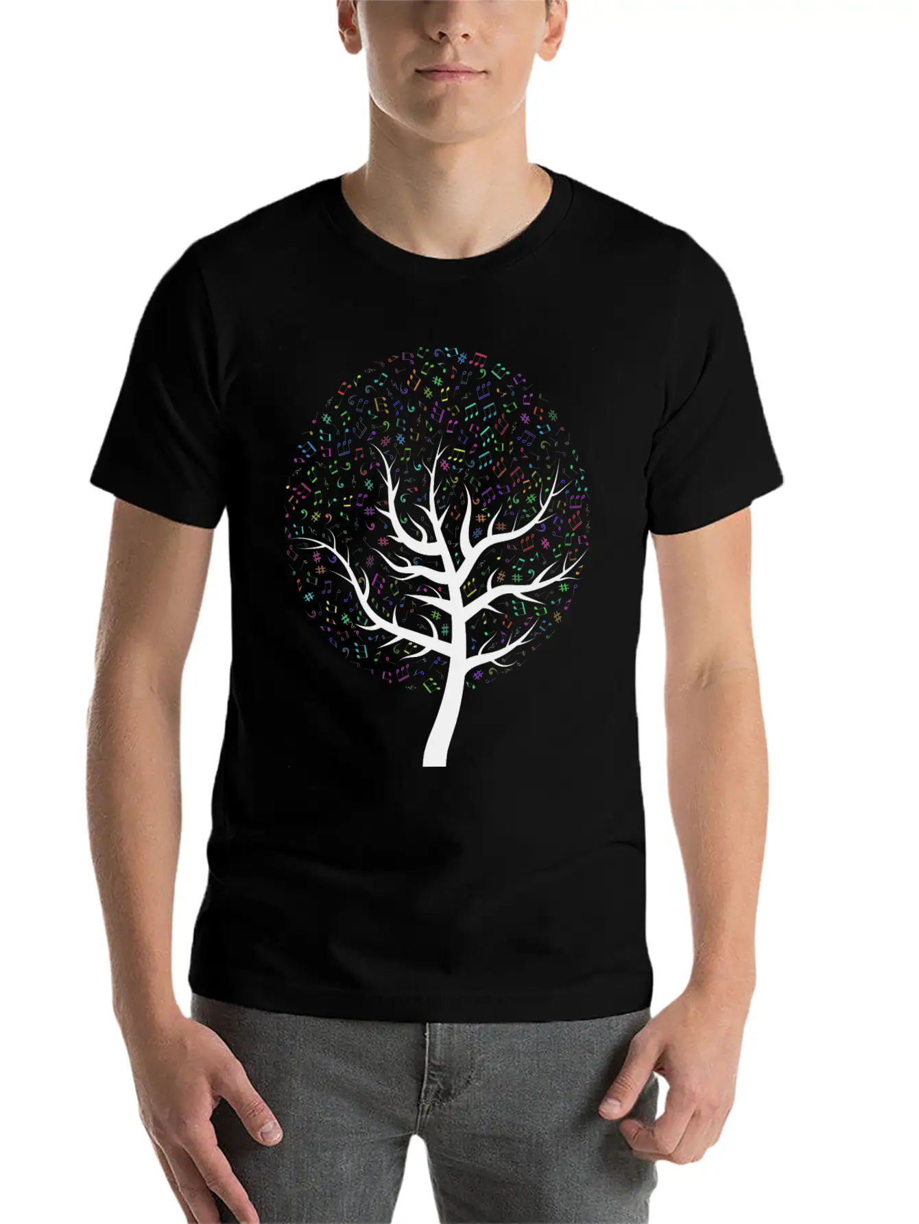 Prismatic Music Tree Timeless Short Sleeve Tee – Comfy And Minimalist Design