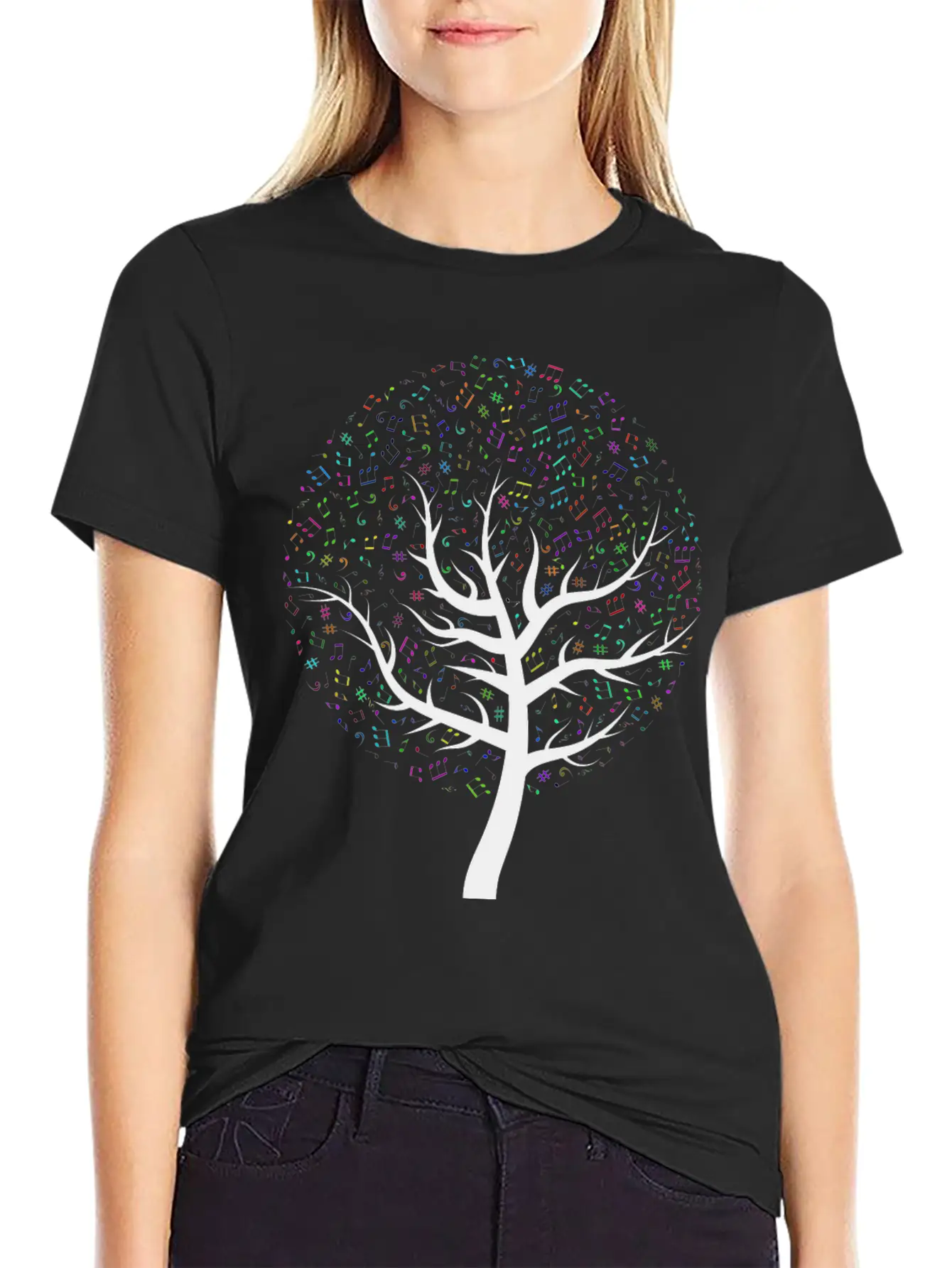 Prismatic Music Tree Timeless Short Sleeve Tee – Comfy And Minimalist Design