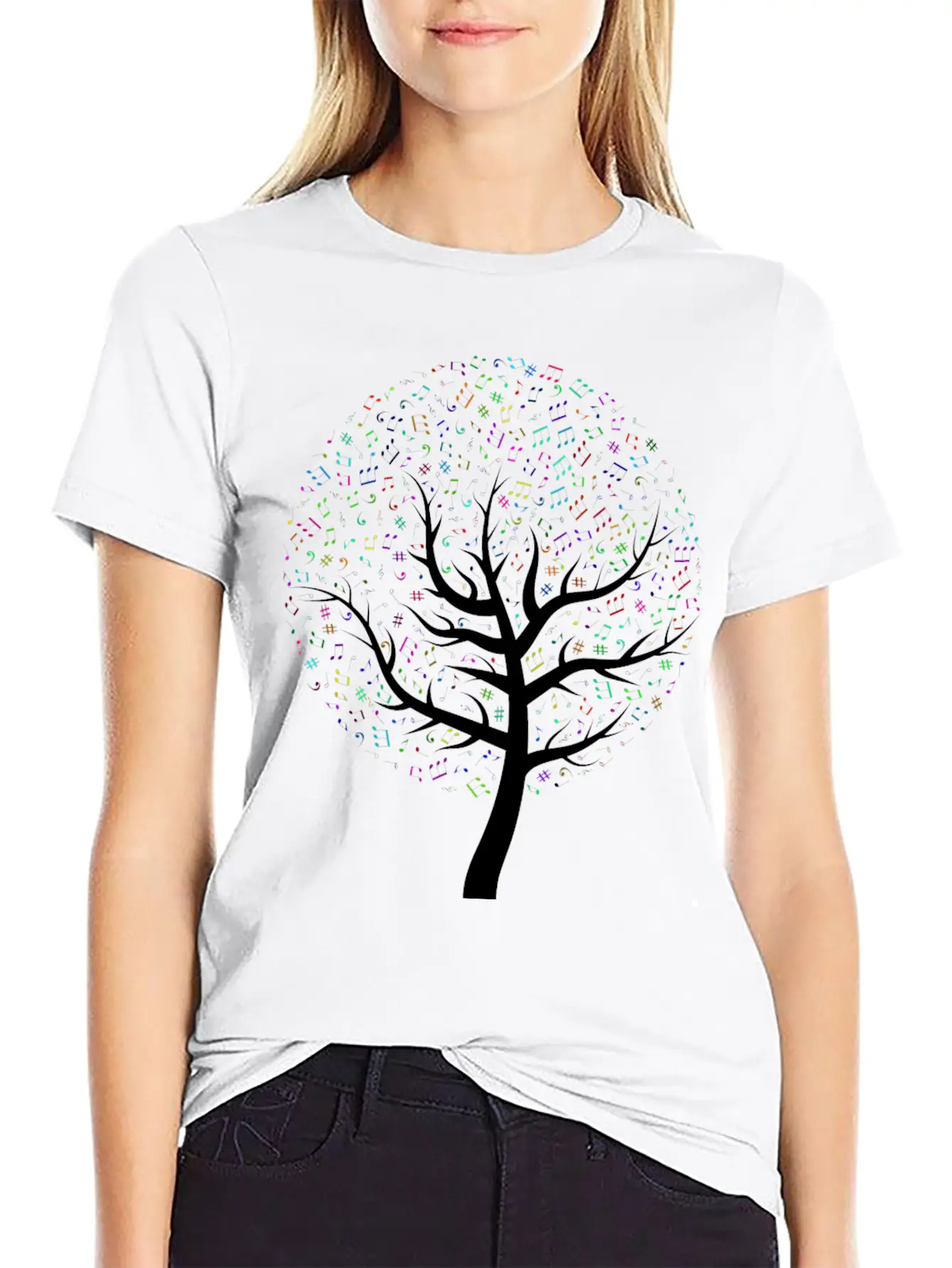 Prismatic Music Tree Timeless Short Sleeve Tee – Comfy And Minimalist Design