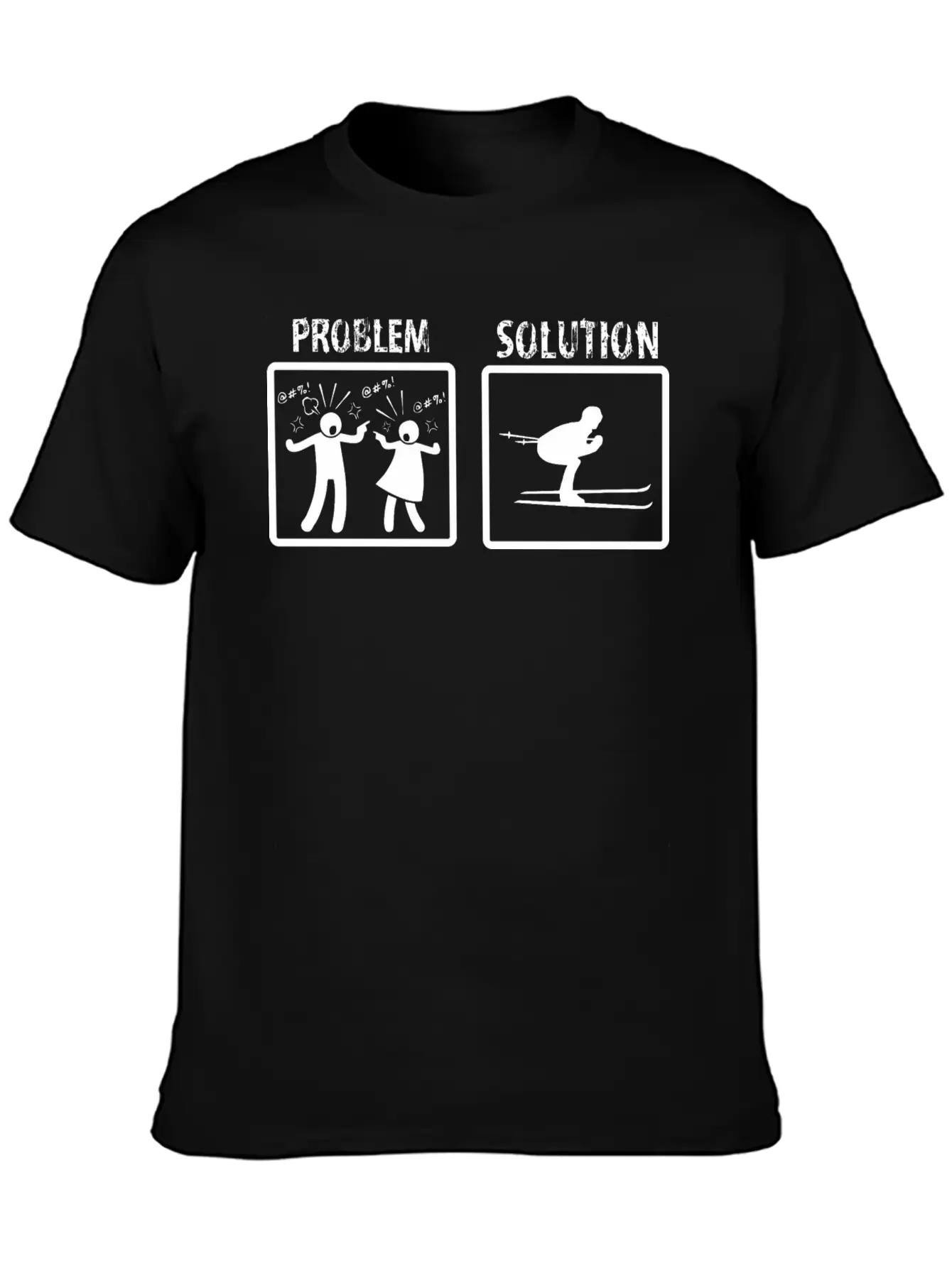 Problem Solution Snow Skiing Stylish Everyday T-Shirt – Unisex Basic Cotton Tee