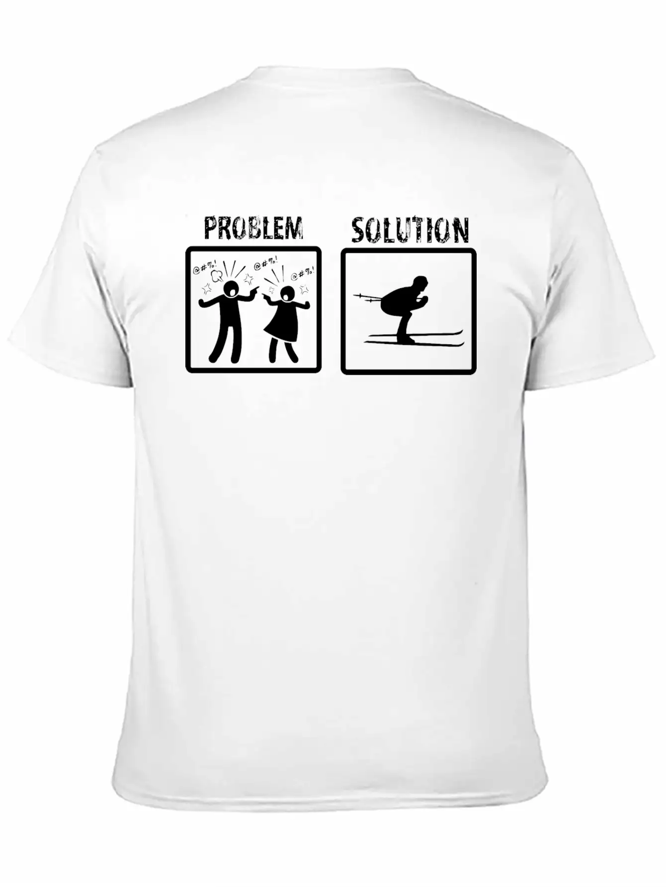 Problem Solution Snow Skiing Stylish Everyday T-Shirt – Unisex Basic Cotton Tee