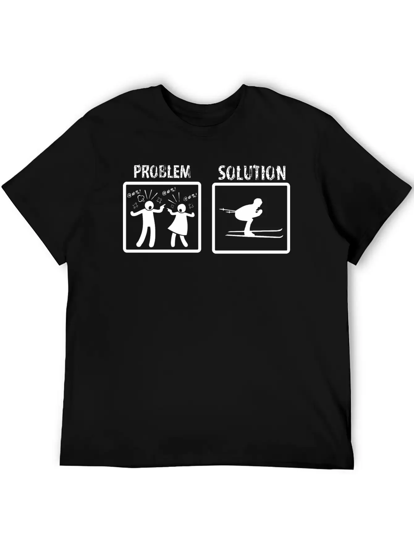 Problem Solution Snow Skiing Stylish Everyday T-Shirt – Unisex Basic Cotton Tee