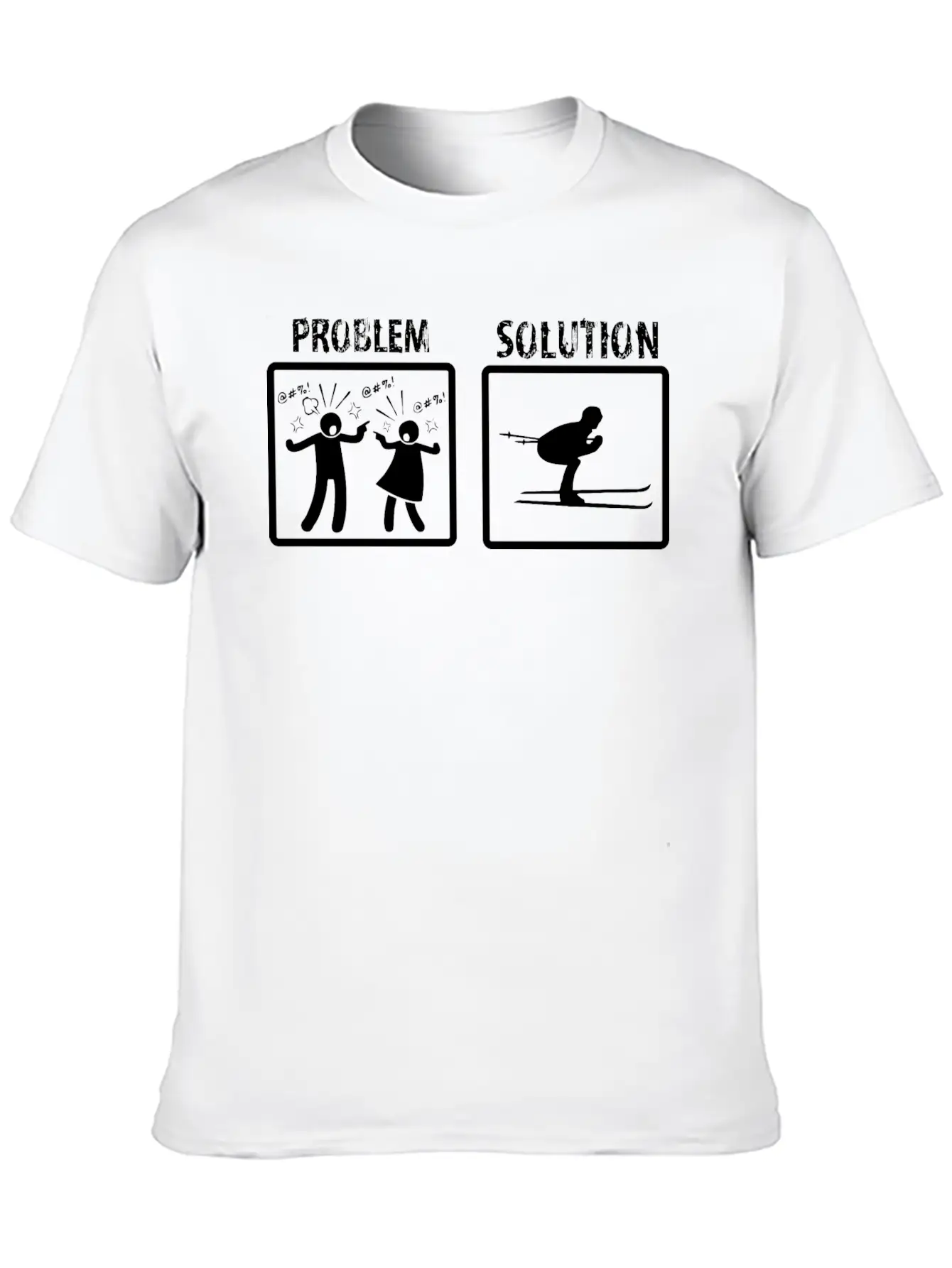 Problem Solution Snow Skiing Stylish Everyday T-Shirt – Unisex Basic Cotton Tee