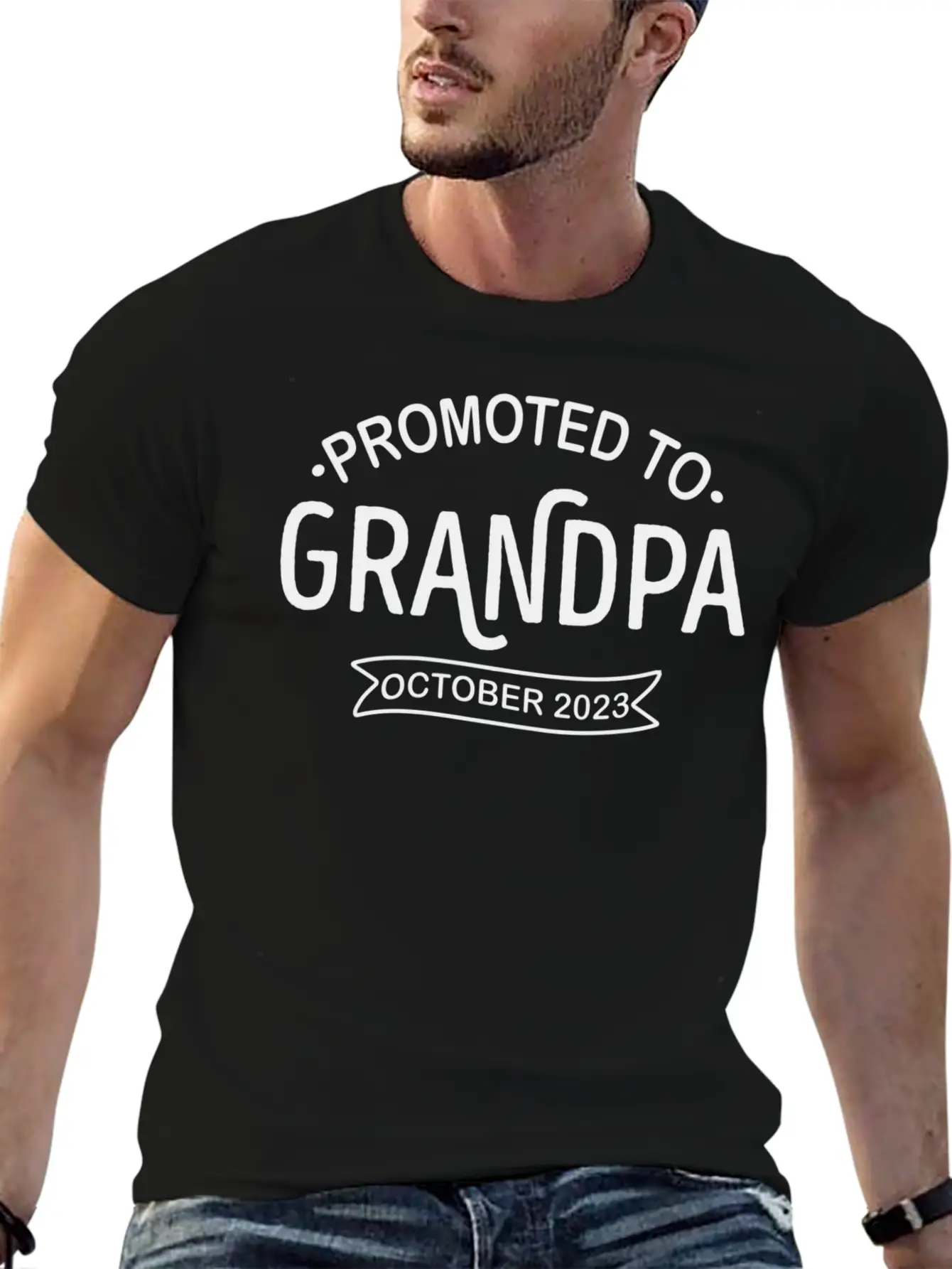 Promoted To Grandpa October 2023 Pregnancy Stylish Everyday T-Shirt – Unisex Basic Cotton Tee
