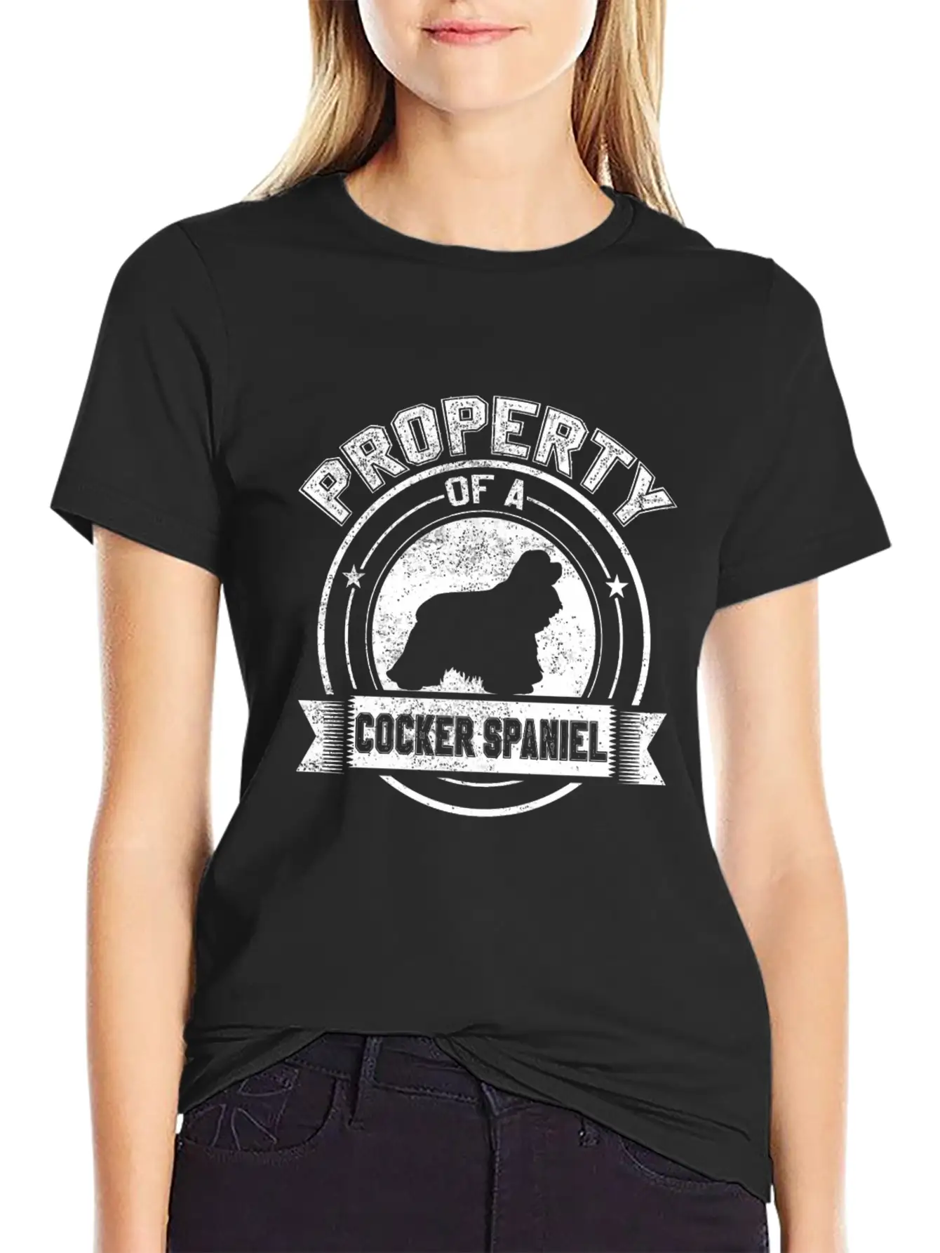 Property Of A Cocker Spaniel Owned By A Cocker Spa Unisex Short Sleeve Soft Cotton T-Shirt – Casual Everyday Wear
