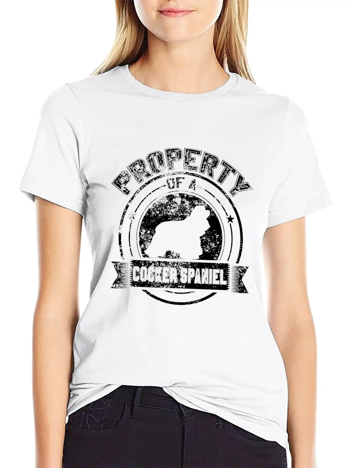Property Of A Cocker Spaniel Owned By A Cocker Spa Unisex Short Sleeve Soft Cotton T-Shirt – Casual Everyday Wear