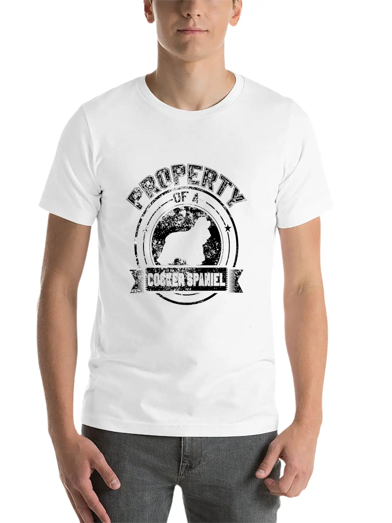Property Of A Cocker Spaniel Owned By A Cocker Spa Unisex Short Sleeve Soft Cotton T-Shirt – Casual Everyday Wear