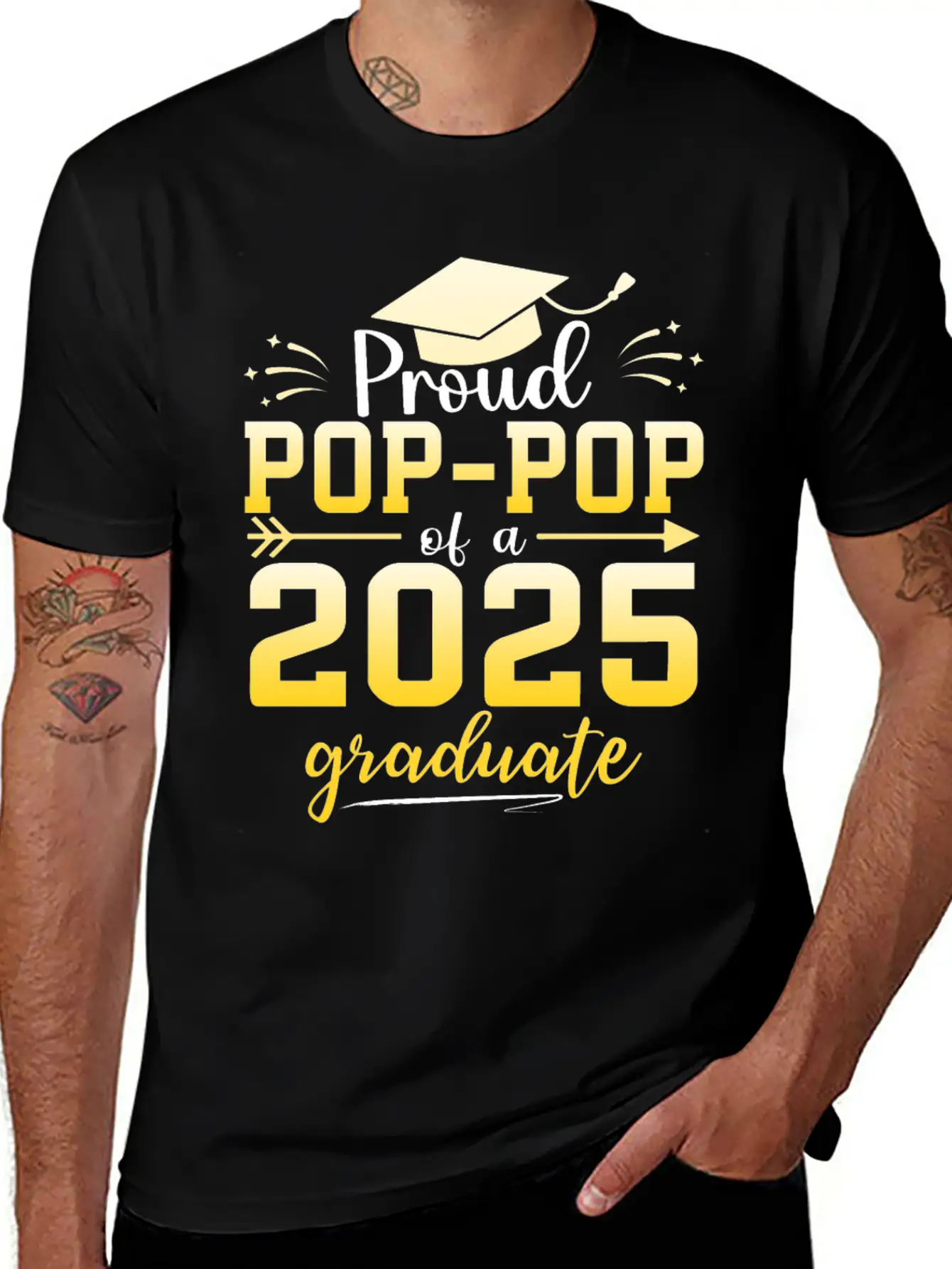 Proud Pop Pop Of A Class Of 2025 Graduate Stylish Everyday T-Shirt – Unisex Basic Cotton Tee